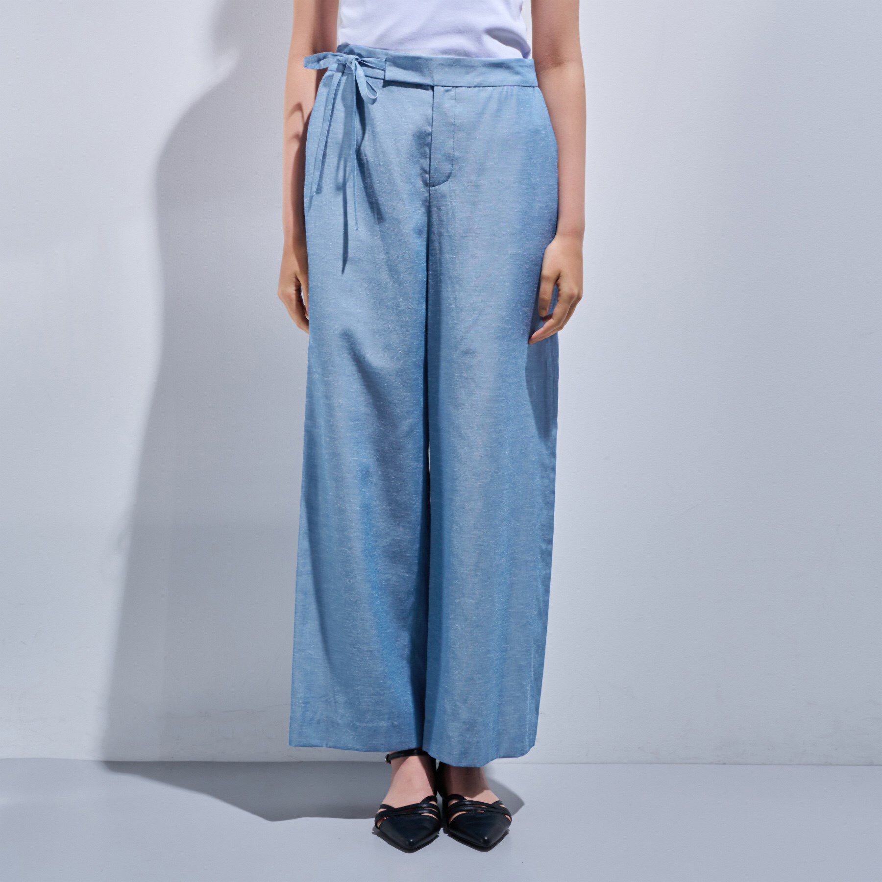 INDIVI「【日本製／SETUP可能】ソフトダンガリーワイドパンツ」|その他|