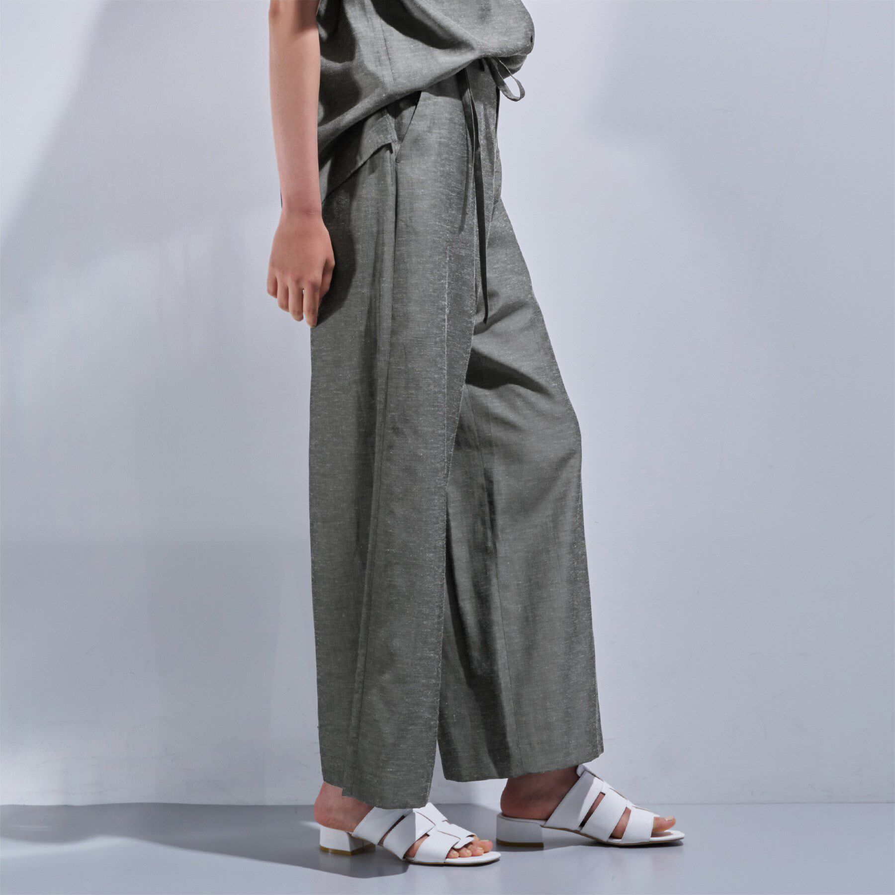INDIVI「【日本製／SETUP可能】ソフトダンガリーワイドパンツ」|その他|