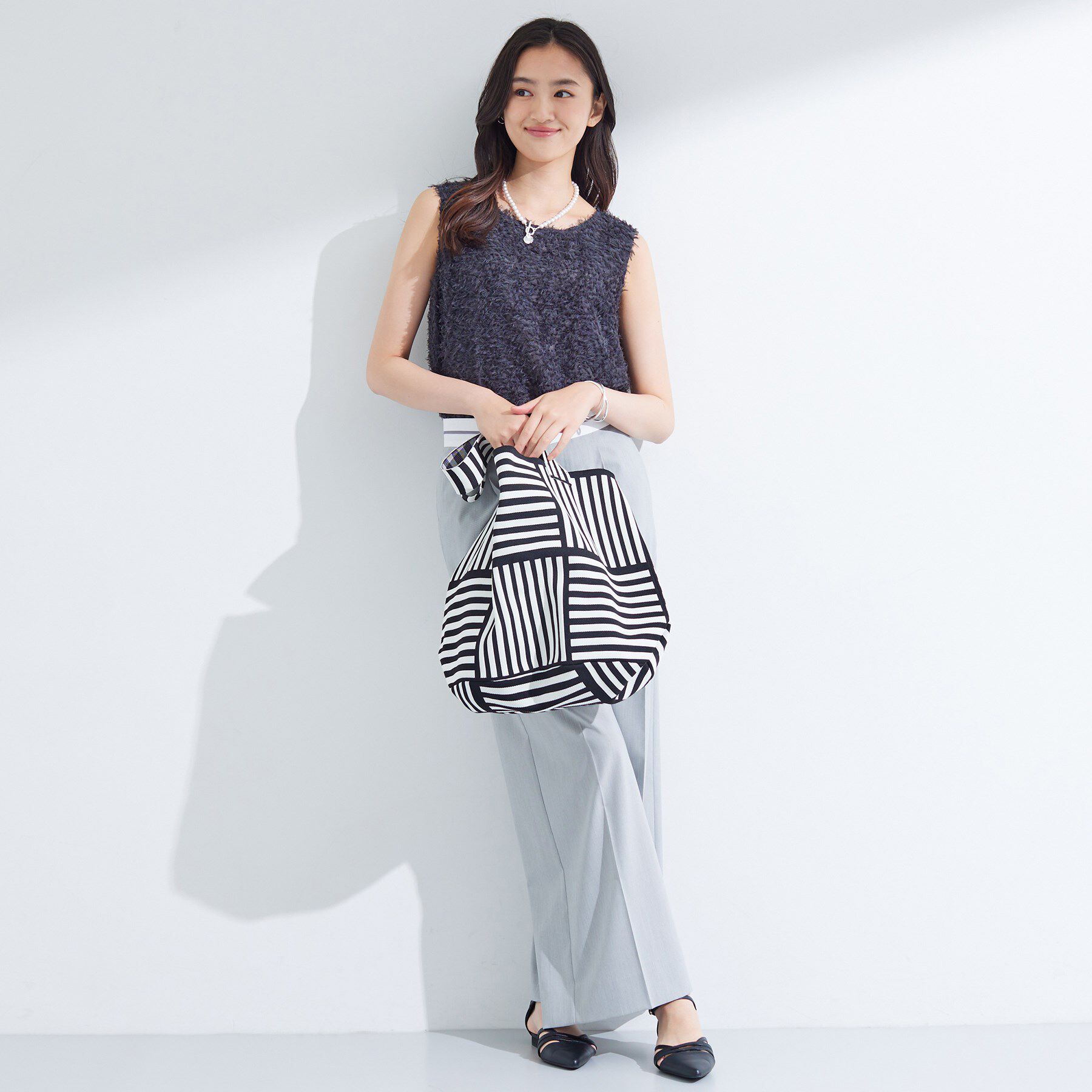 INDIVI「【選べる柄／WEB限定カラー】ビッグニットバッグ」|トートバッグ|