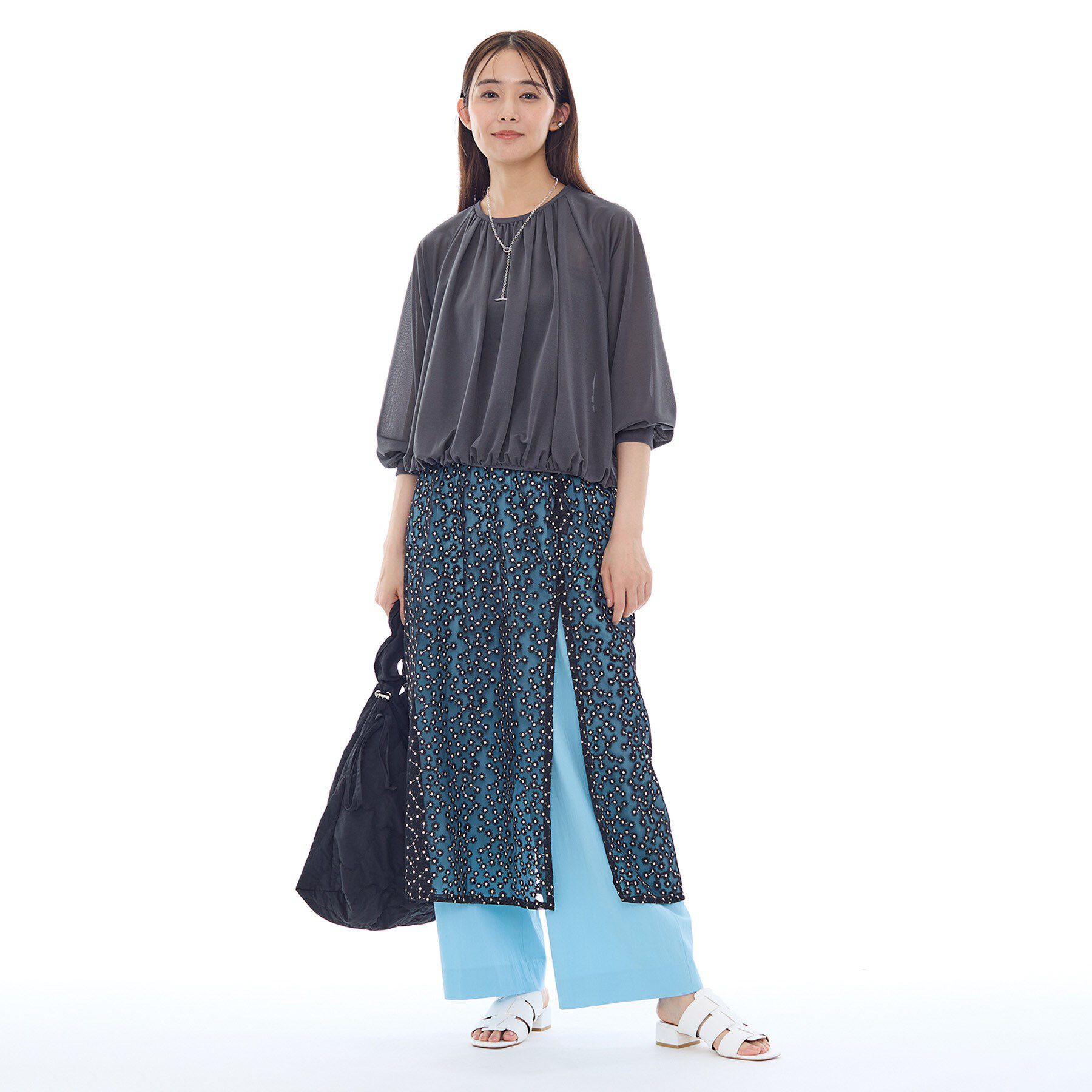 INDIVI「【体型カバー／マシンウォッシュ対応】シアージャージトップス」|Tシャツ・カットソー|