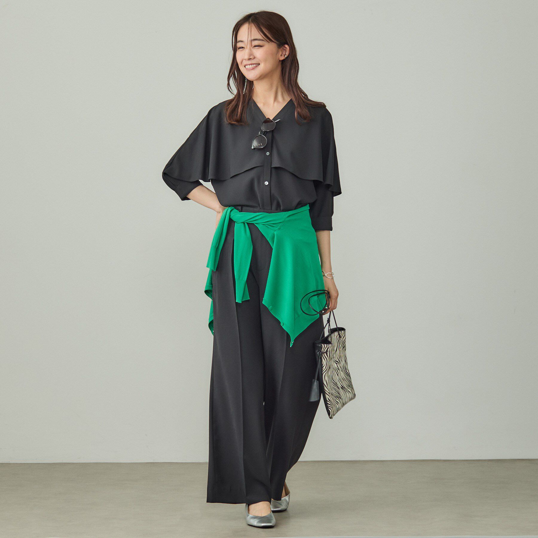 INDIVI「【羽織りとしても活躍！】ケープカラーブラウス」|シャツ・ブラウス|