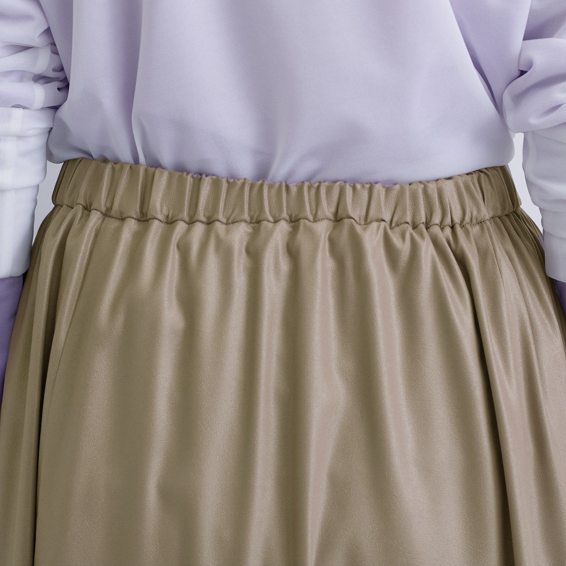 INDIVI「レザー調ギャザースカート」|スカート|