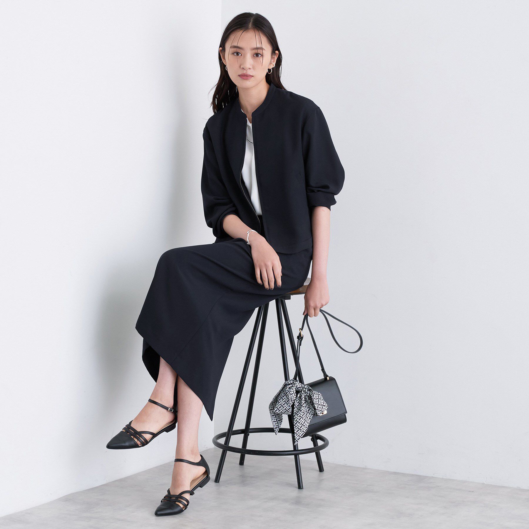 INDIVI「【洗える／UVケア／吸汗速乾】ジョーゼットライトブルゾン」|ブルゾン・スタジャン|