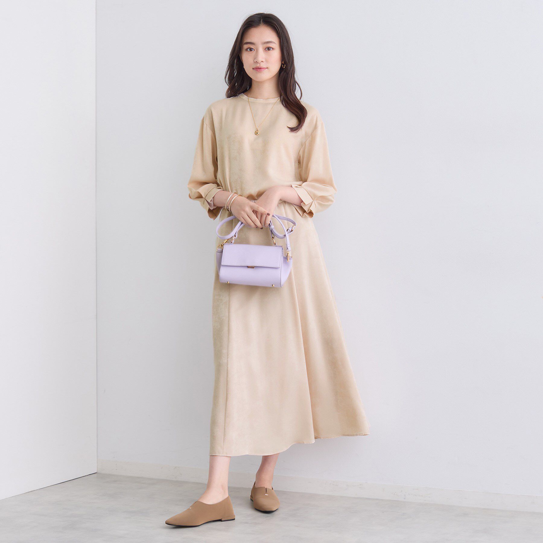 INDIVI「【セットアップ可能】スエード調サテンブラウス」|シャツ・ブラウス|