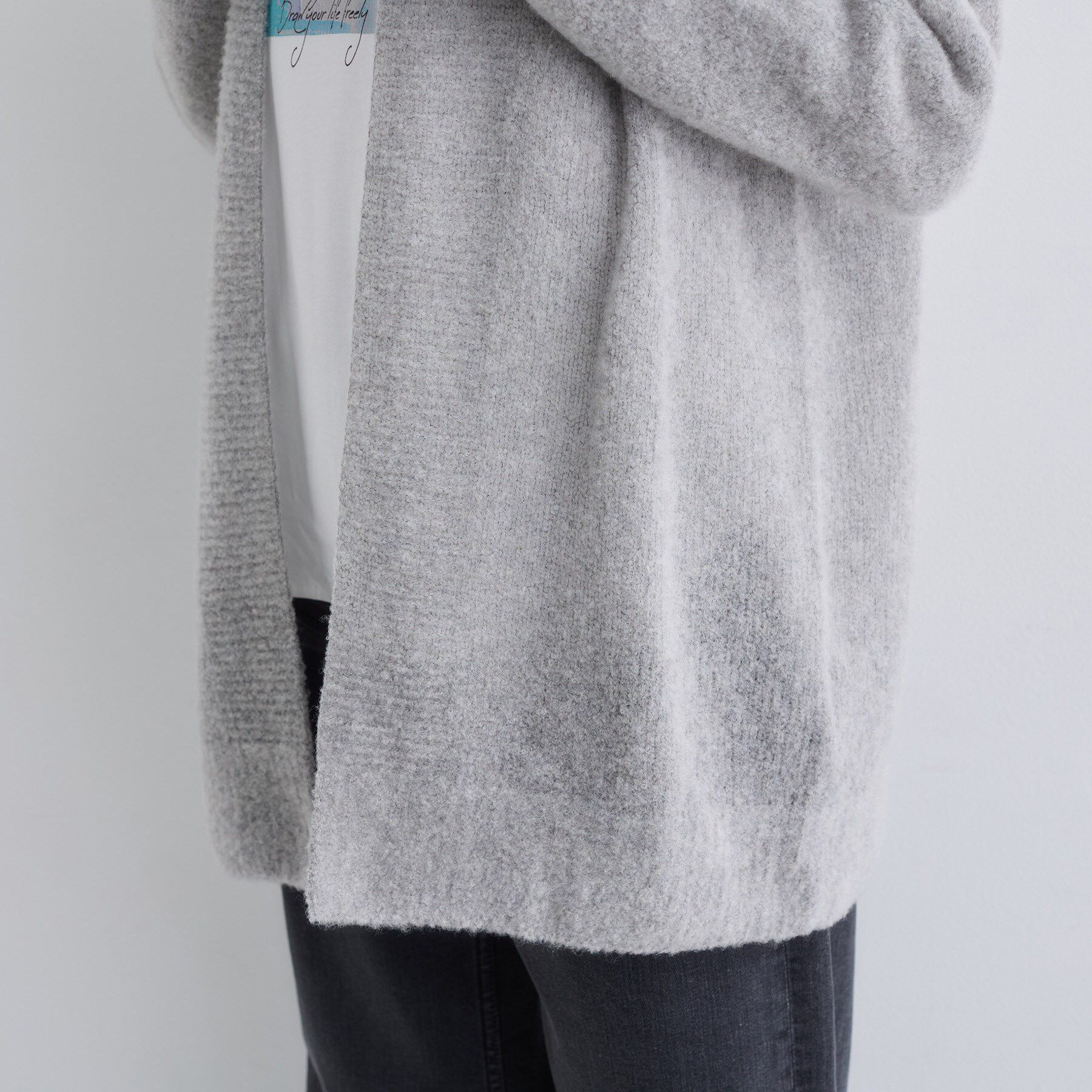 INDIVI「【エアリー素材】ブークレ着流しニットカーディガン」|カーディガン|