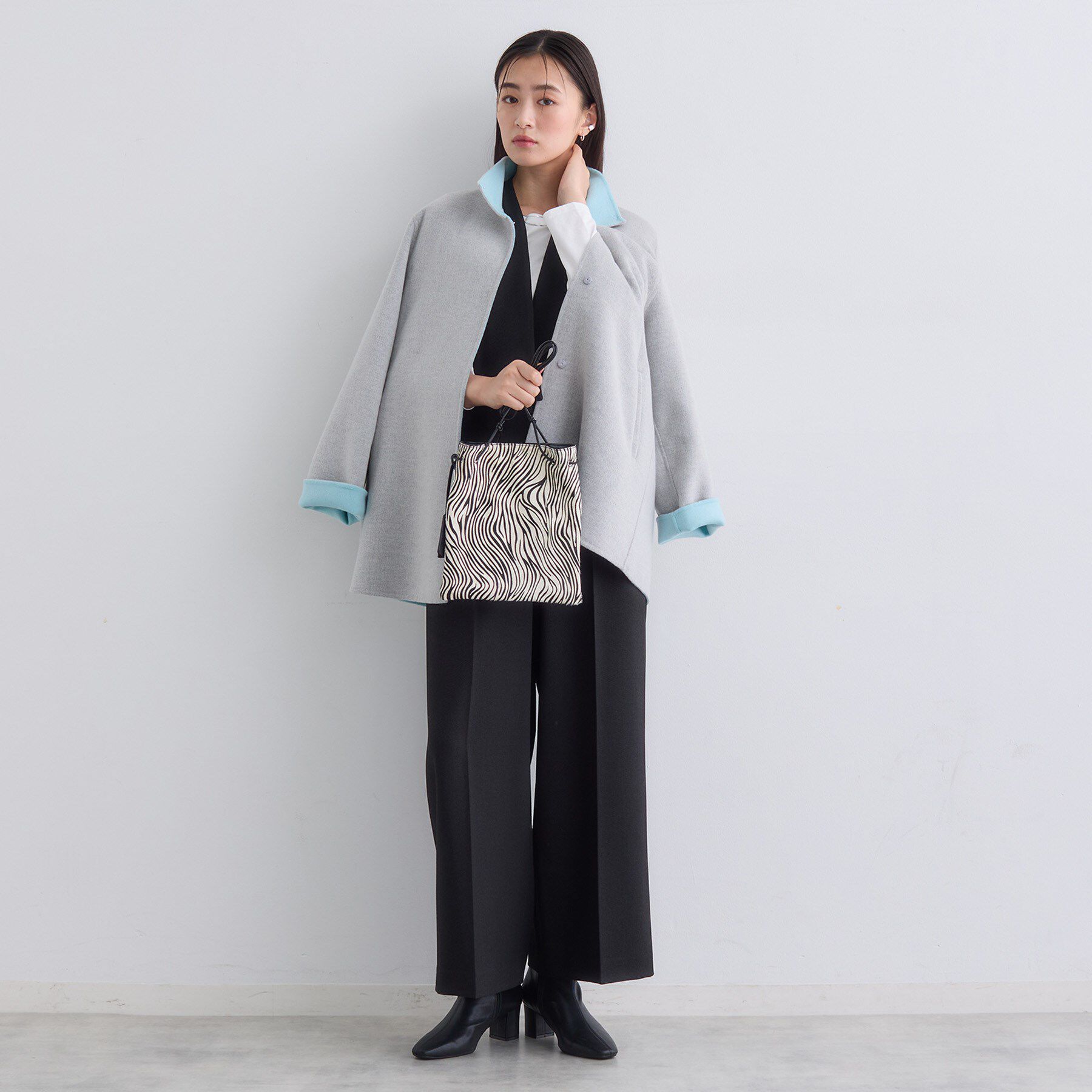 INDIVI「【配色デザイン／ミドル丈】ウールリバー テントラインコート」|その他|