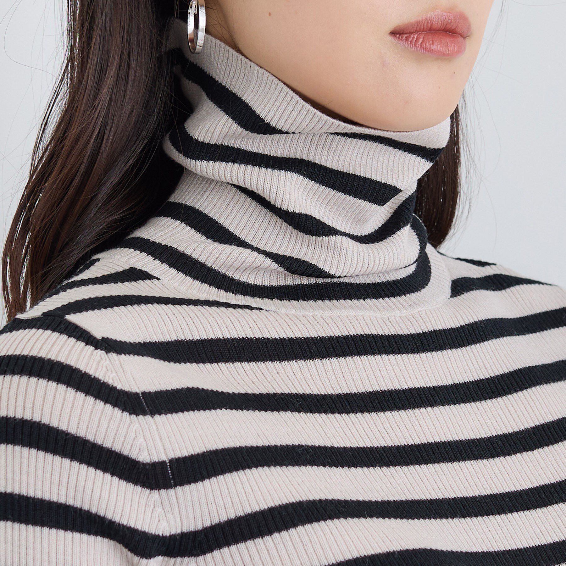 INDIVI「【洗える／毛玉になりにくい】エクストラファインウール リブタートルニット」|ニット・セーター|