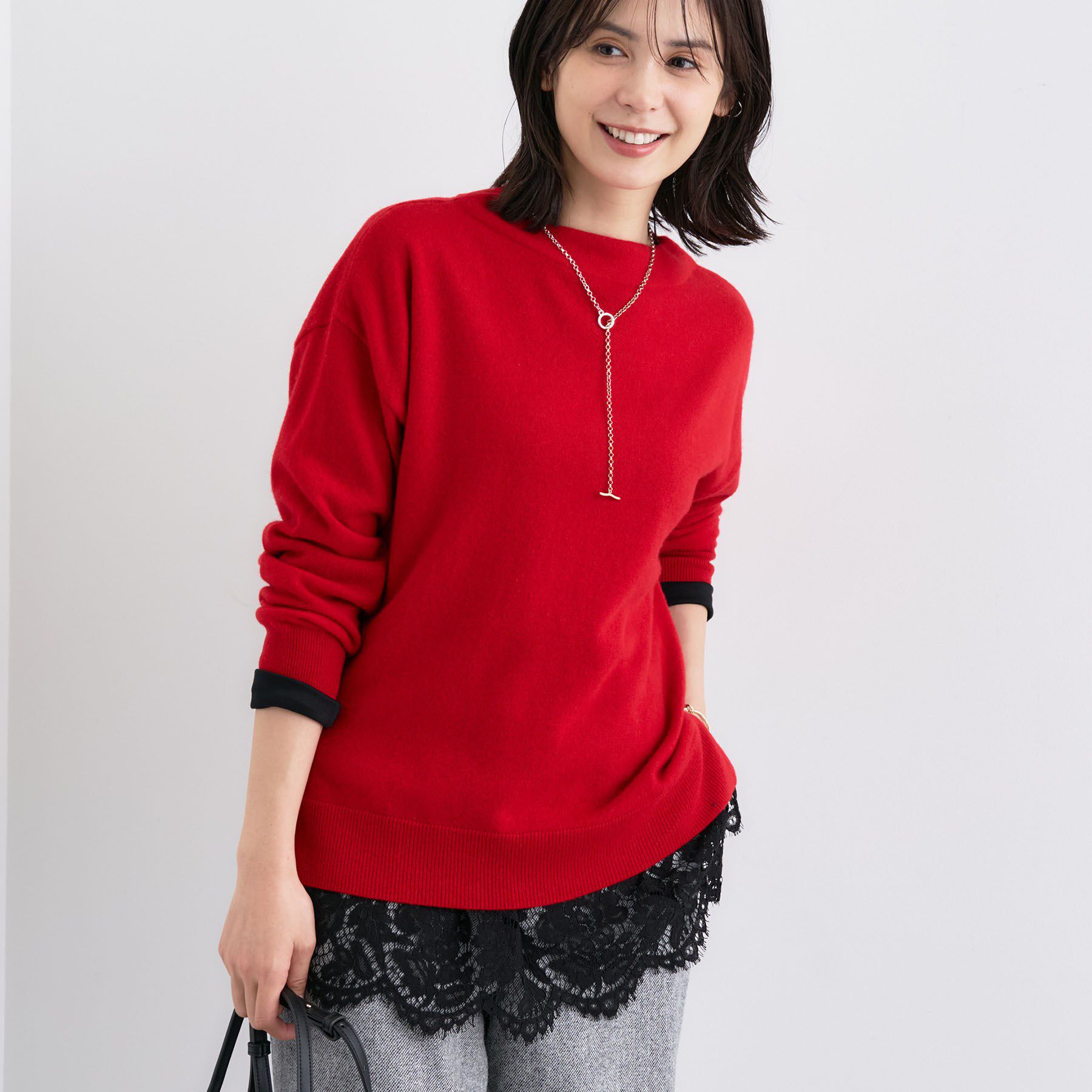 INDIVI「【洗える／カシミヤ混】ボトルネック ドルマンスリーブニット」|ニット・セーター|