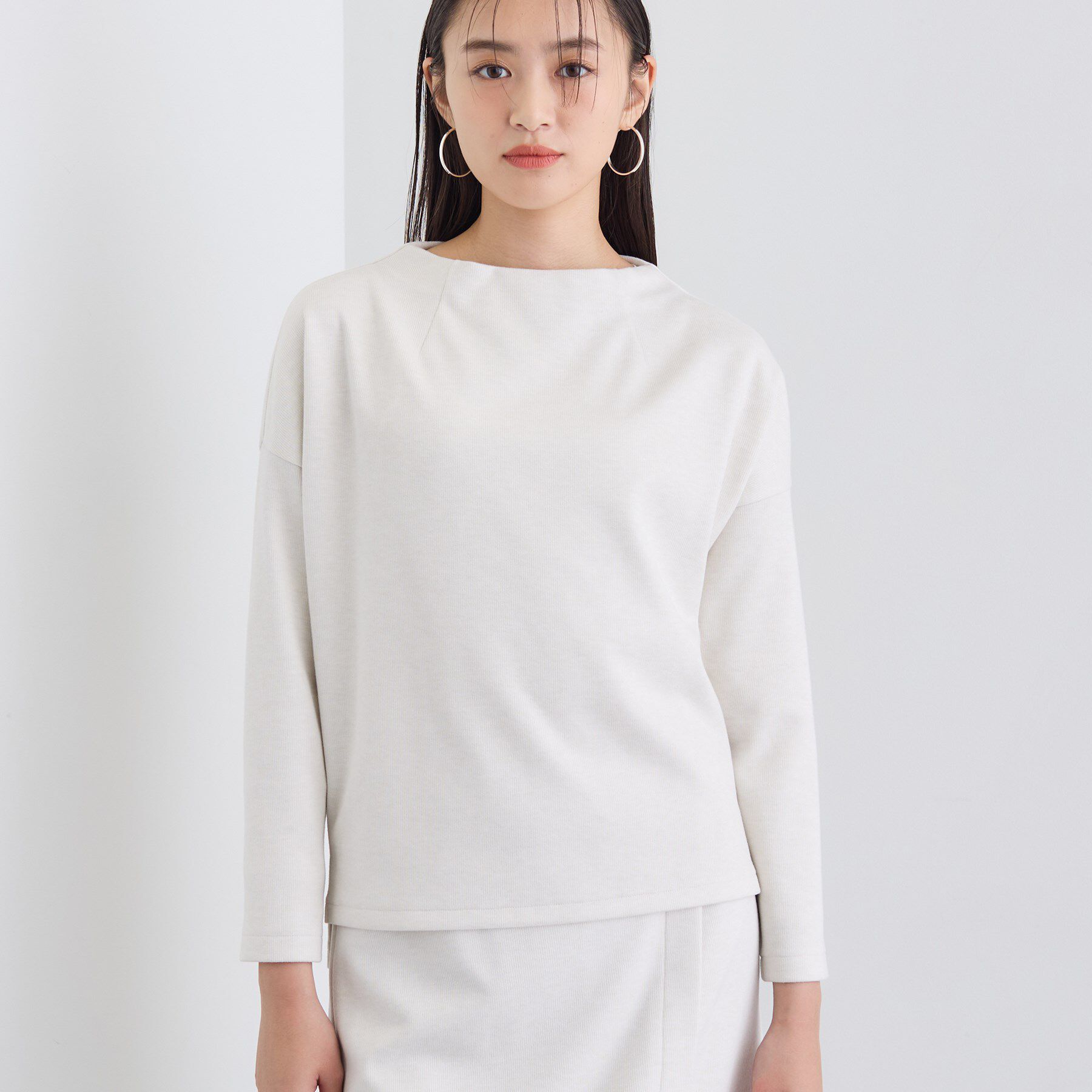 INDIVI「【SETUP可能／洗える／UVケア】ライトジャージ ボトルネックトップス」|Tシャツ・カットソー|