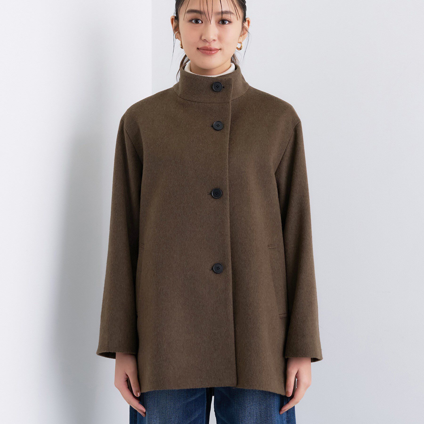 INDIVI「【日本製／ミドル丈】スタンドカラーミドルコート」|その他|