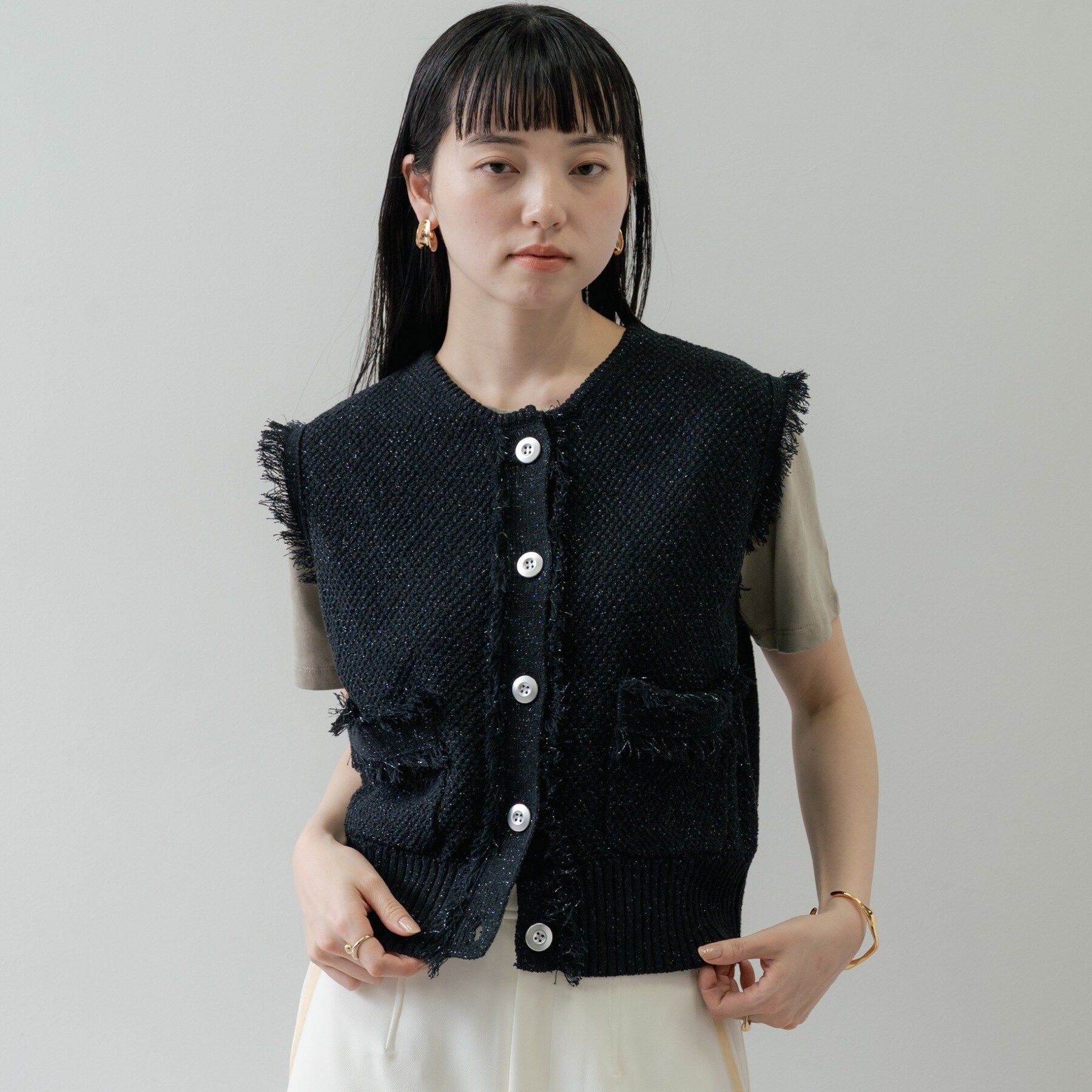 GALLEST「【オケージョン／セレモニー対応】ラメニットベスト」|ベスト・ジレ|