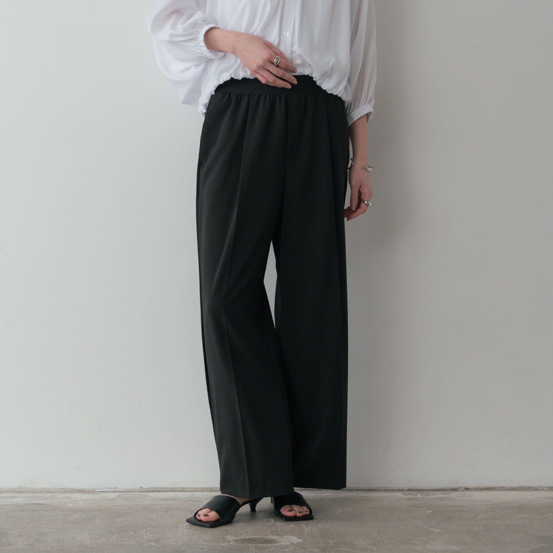 GALLEST「Comfy SET UP｜イージーストレートワイドパンツ【セットアップ対応／通勤／カセット服／接触冷」|その他|ブラック(019)