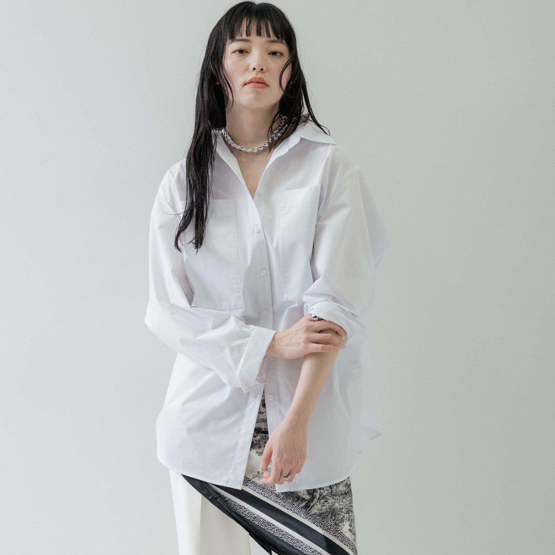 GALLEST「Timeless｜ビッグポケットフォルムシャツ」|シャツ・ブラウス|ホワイト(001)