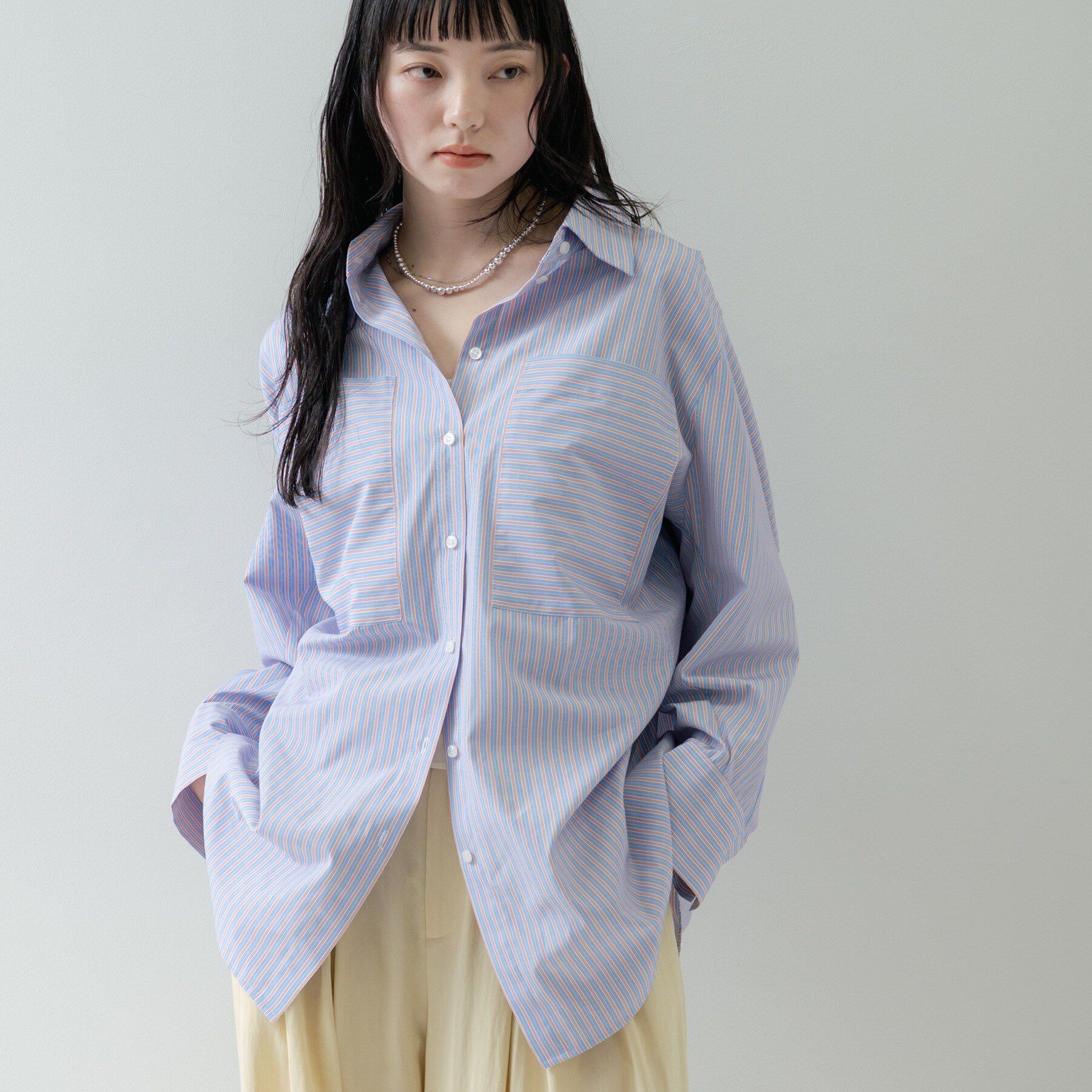 GALLEST「Timeless｜ビッグポケットフォルムシャツ」|シャツ・ブラウス|ブルー(391)