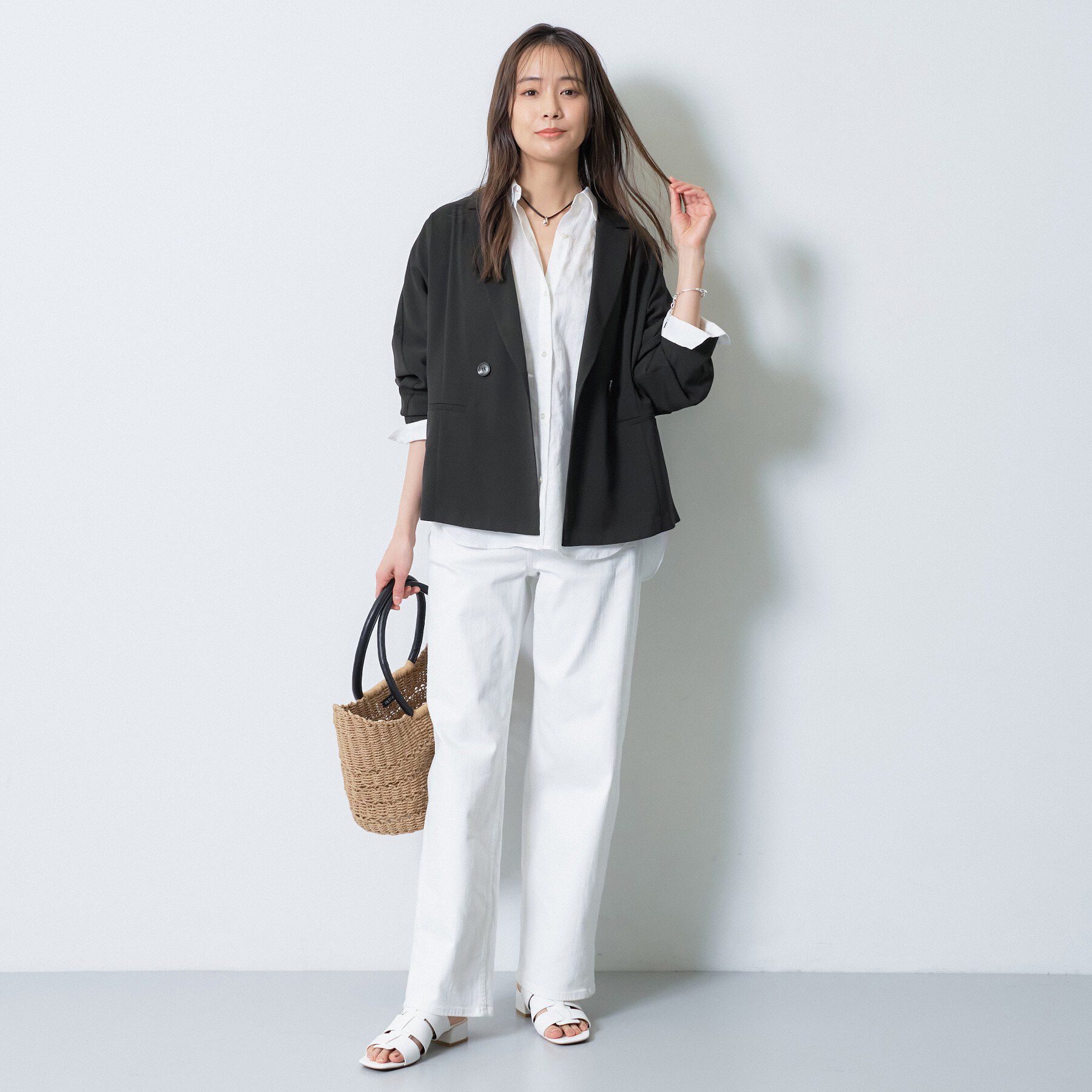 INDIVI「【さらに軽く軽快！／着る日傘】ドルマンダブルジャケット」|テーラードジャケット|