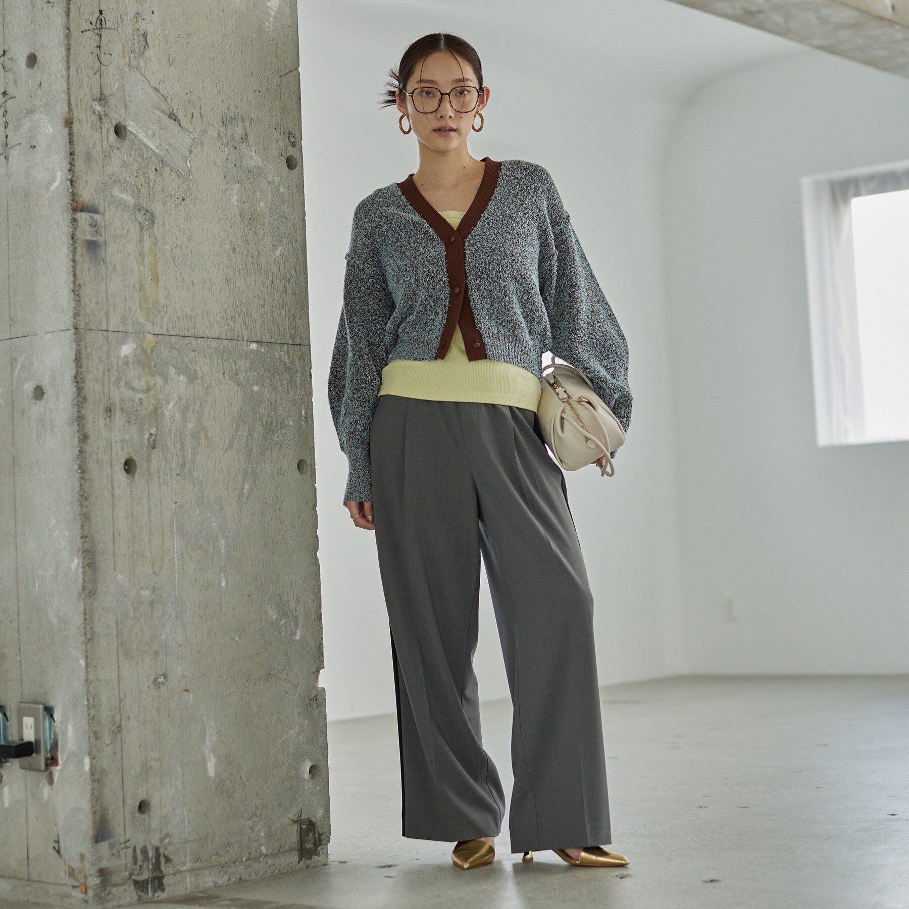 GALLEST「ファンシーヤーンVネックカーディガン」|カーディガン|