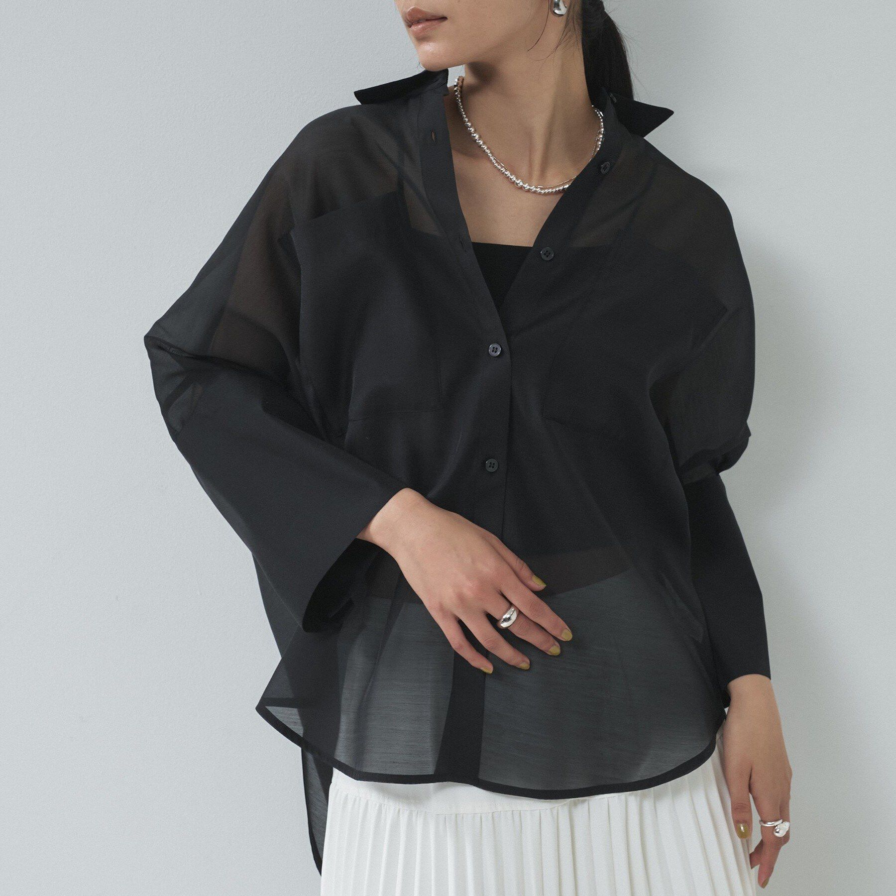 GALLEST「シアーコクーンブラウス」|シャツ・ブラウス|ブラック(019)