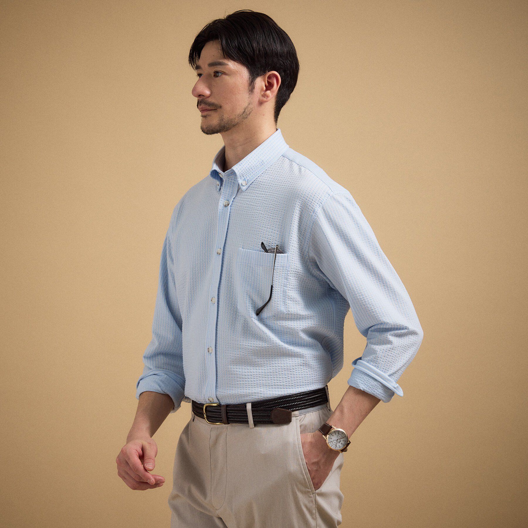 TAKEO KIKUCHI「【抗菌防臭/シーズンレス】シアサッカー ジャージシャツ」|シャツ・ブラウス|