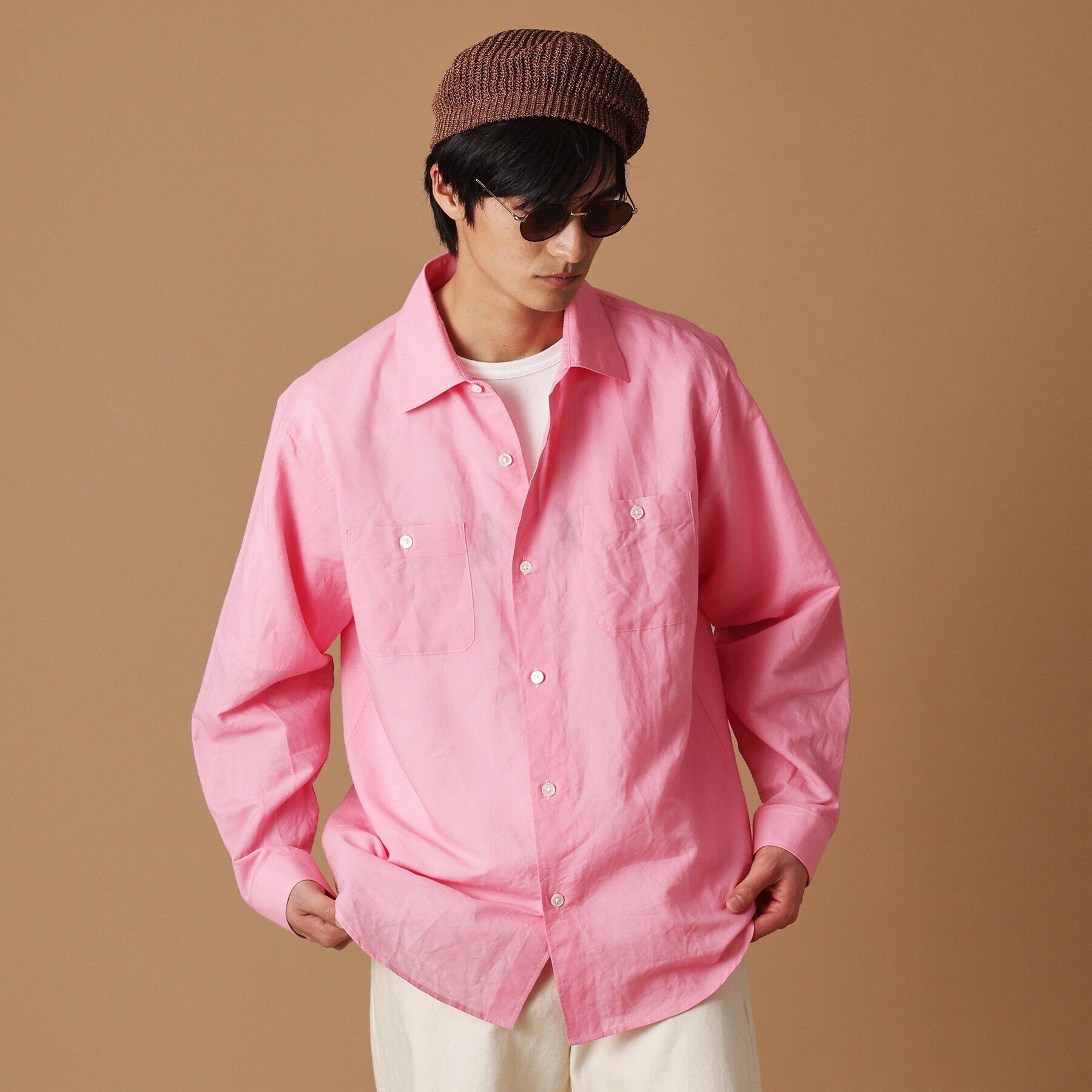 40CARATS&525「綿ラミー シアーシャツ」|シャツ・ブラウス|ピンク(072)