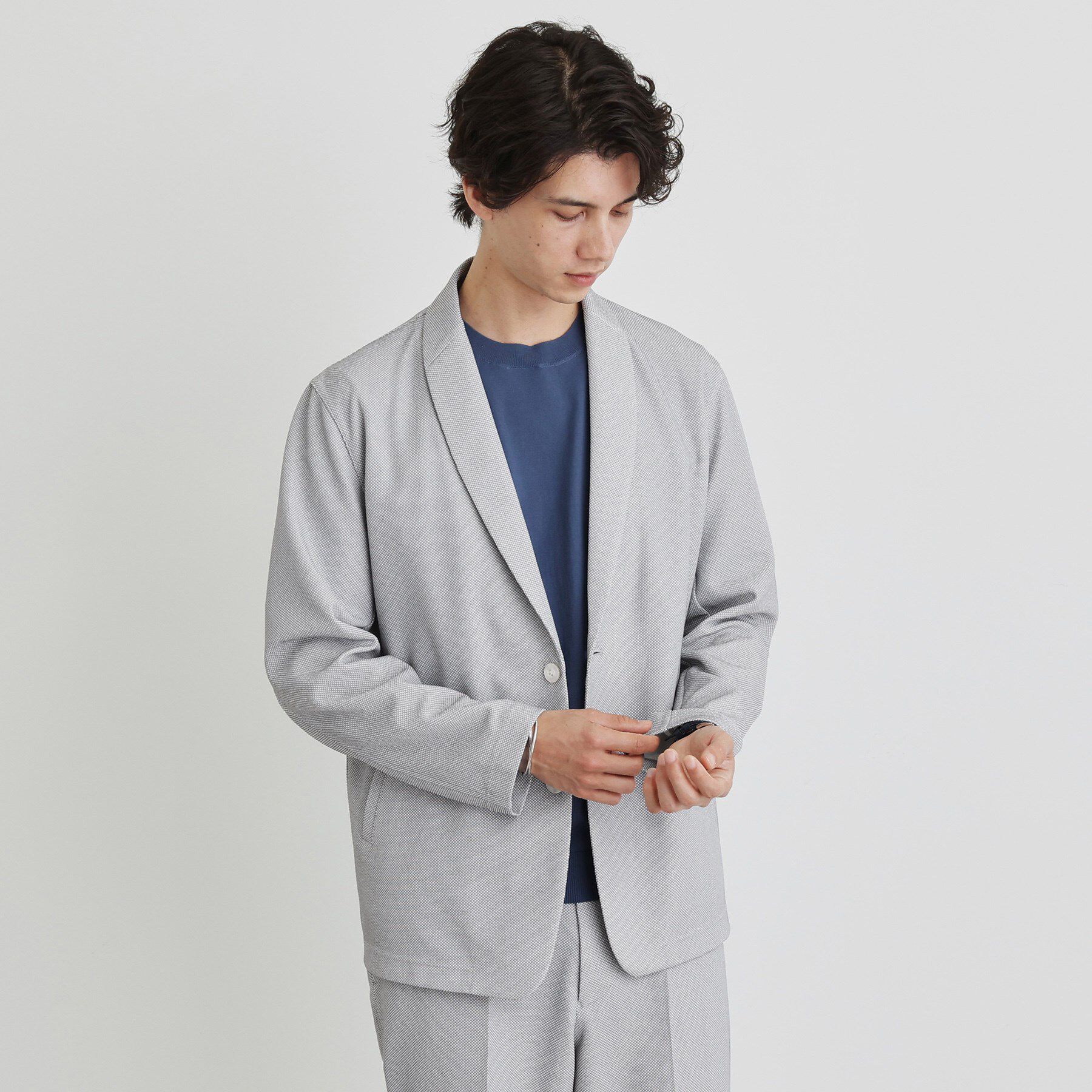 TAKEO KIKUCHI「【尾州織】後染め ドビーメッシュ ショール羽織り」|カーディガン|