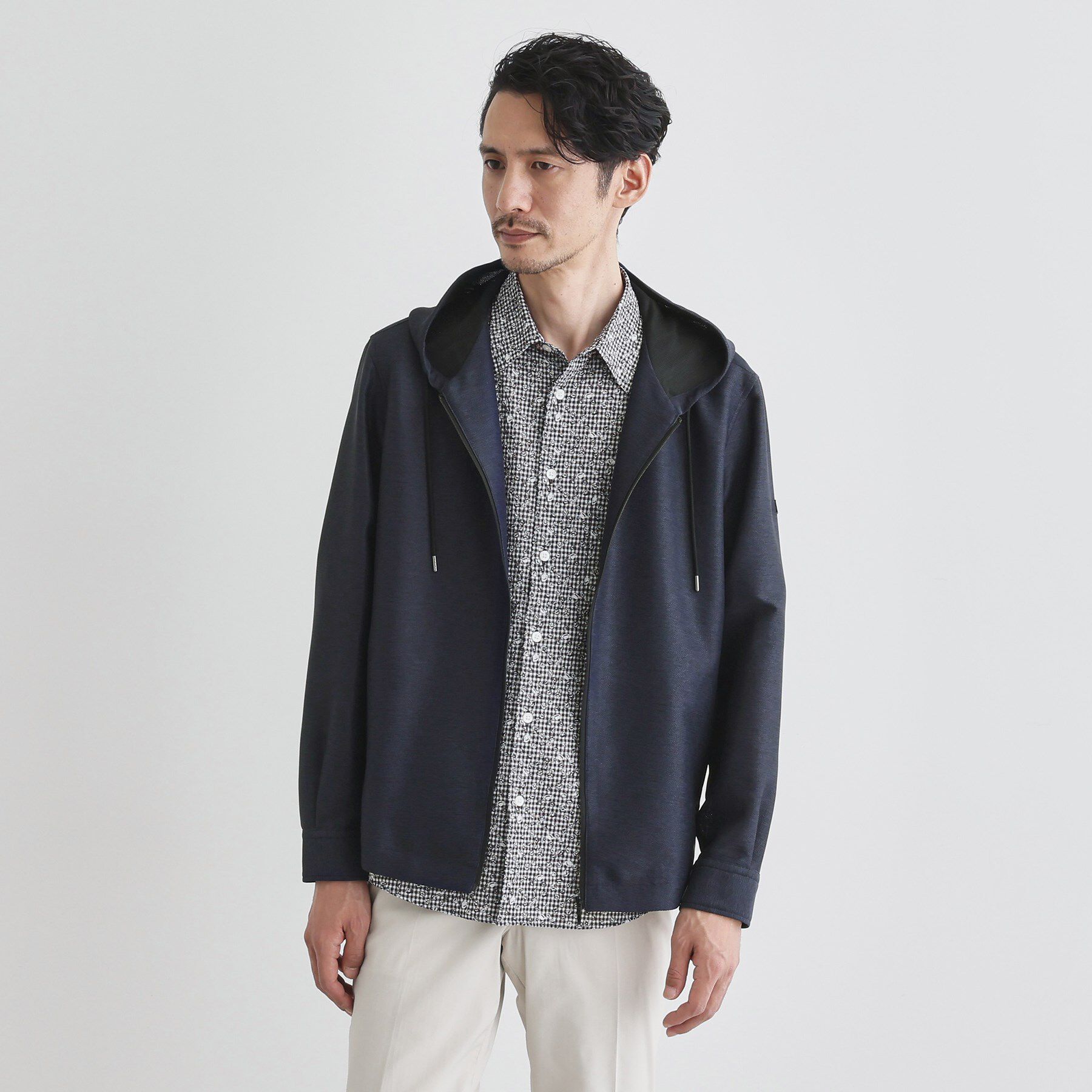 TAKEO KIKUCHI「【軽羽織】カラミ織り フード羽織りシャツ」|シャツ・ブラウス|