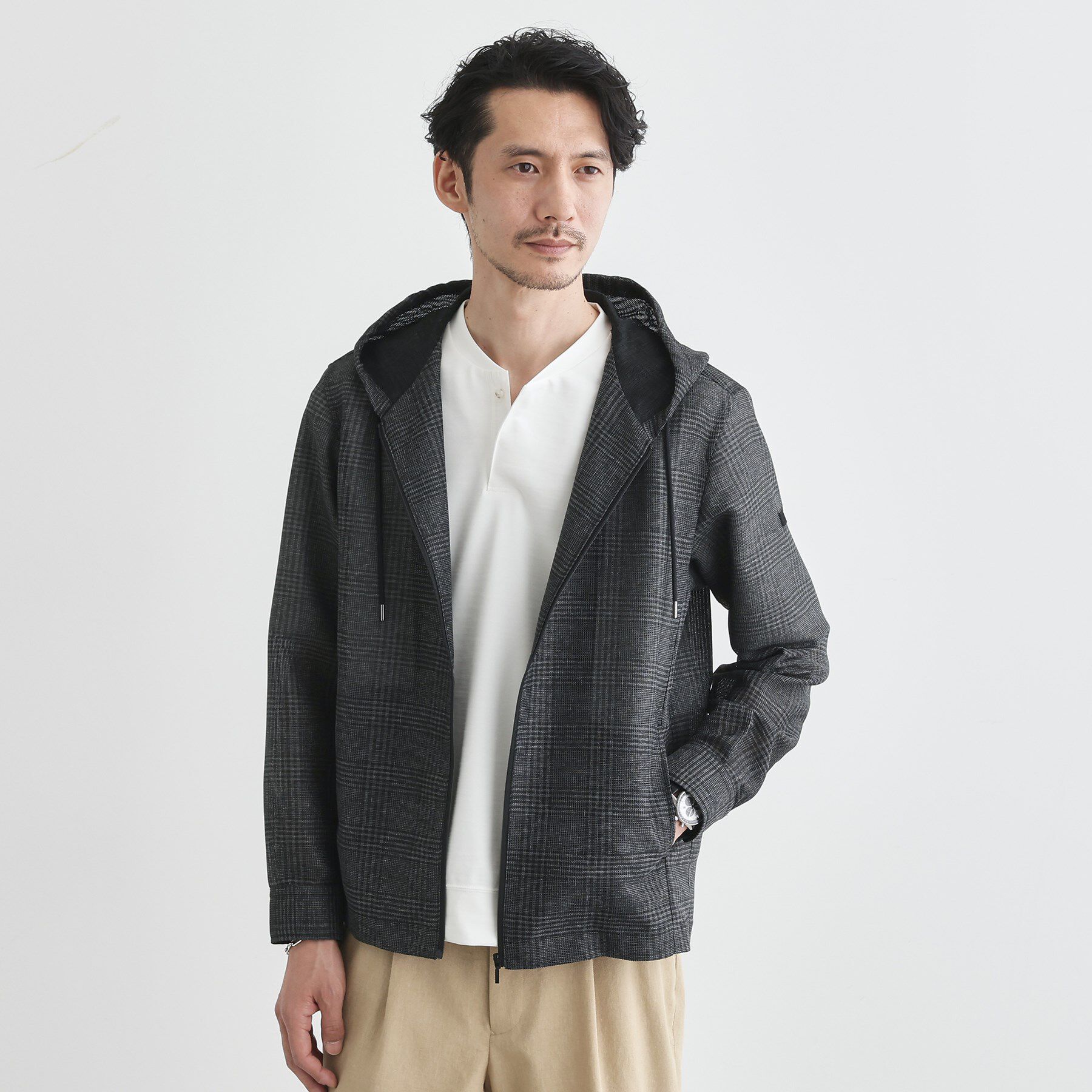 TAKEO KIKUCHI「【軽羽織】カラミ織り フード羽織りシャツ」|シャツ・ブラウス|