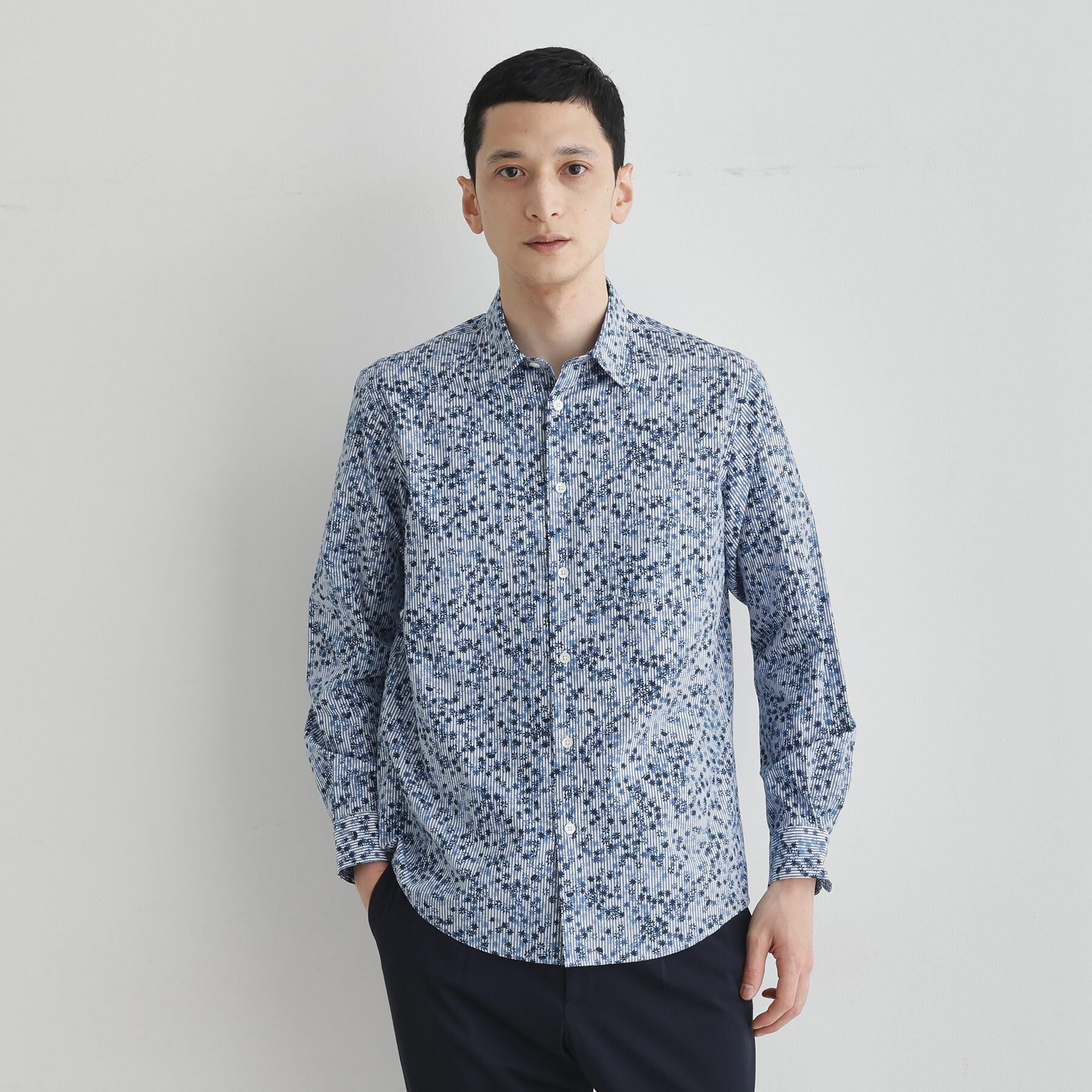 TAKEO KIKUCHI「ストライプ小花 長袖シャツ」|シャツ・ブラウス|