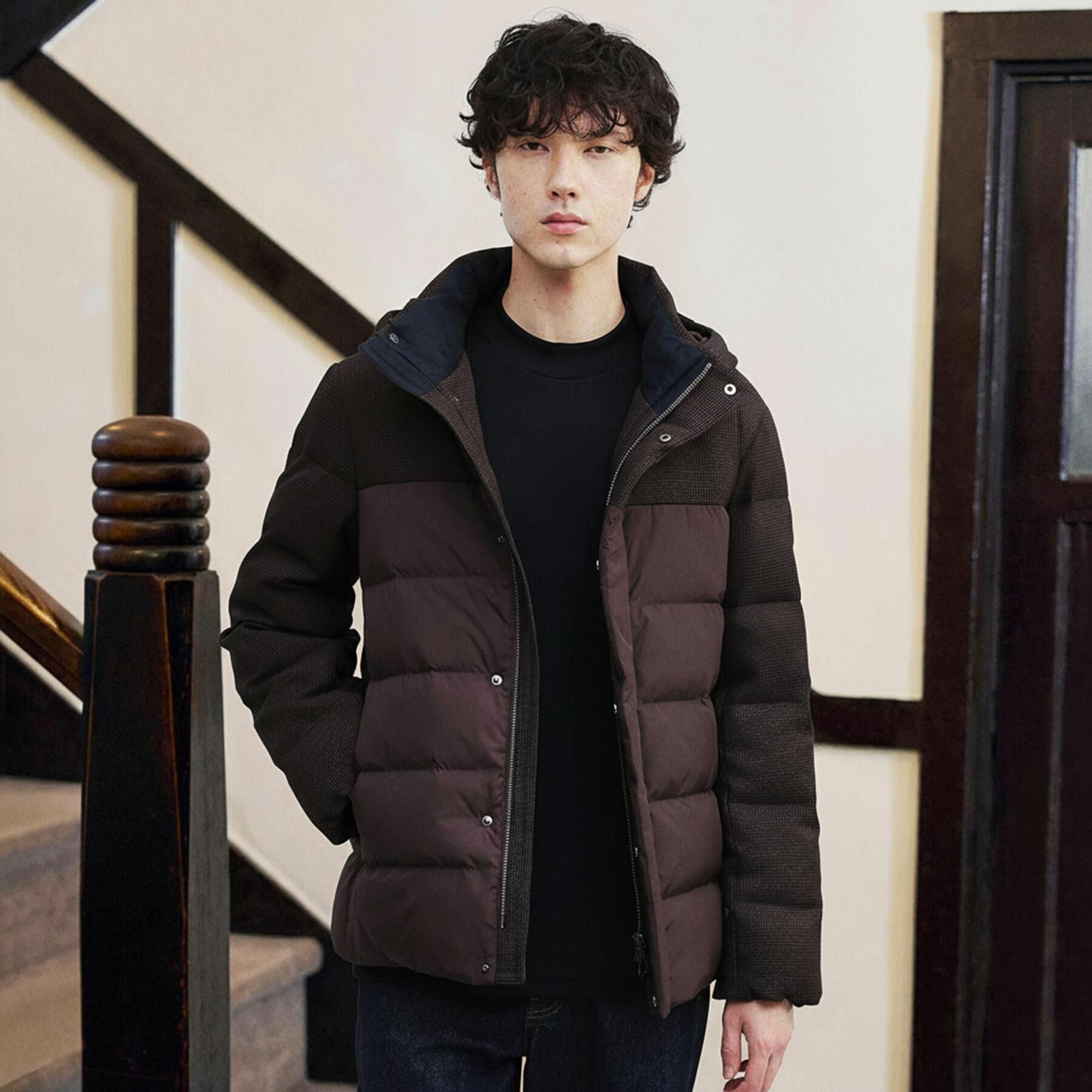 TAKEO KIKUCHI「カラーコンビ ダウンブルゾン」|ダウン|ブラウン(244)