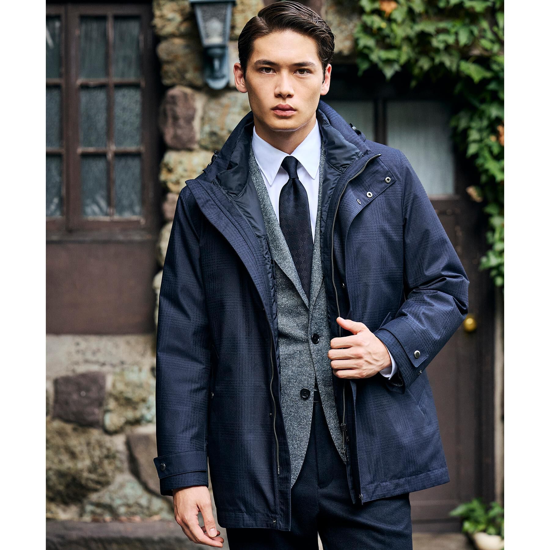 TAKEO KIKUCHI「【3WAY】グレンチェック ダウンライナー ブルゾン」|ブルゾン・スタジャン|