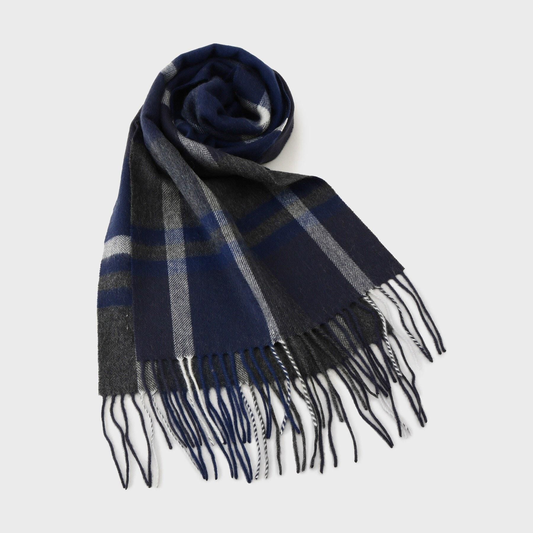 TAKEO KIKUCHI「チェックカシミヤマフラー」|ストール|