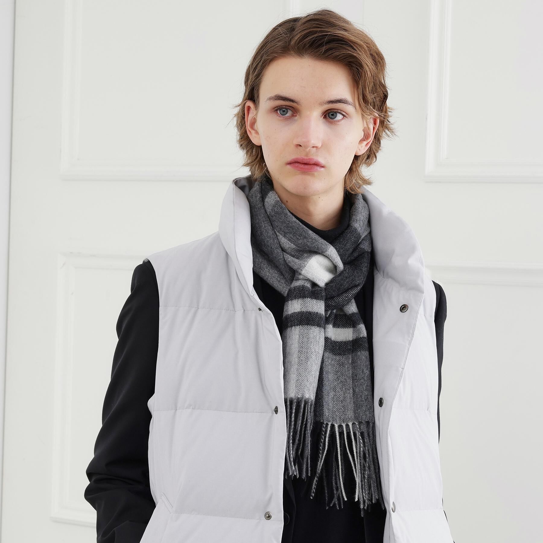 TAKEO KIKUCHI「チェックカシミヤマフラー」|ストール|