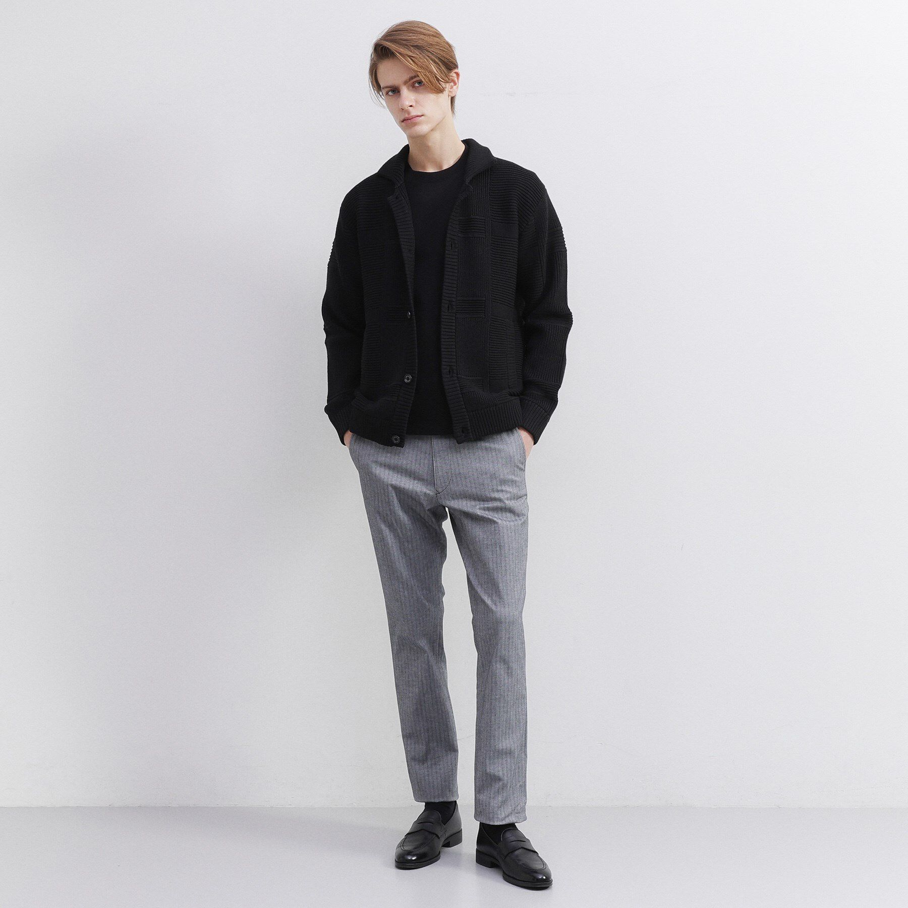 TAKEO KIKUCHI「畦編みチェック ニットカーディガン」|カーディガン|