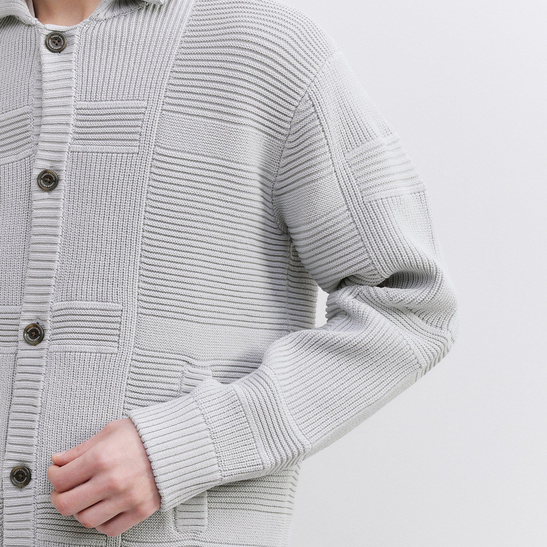 TAKEO KIKUCHI「畦編みチェック ニットカーディガン」|カーディガン|