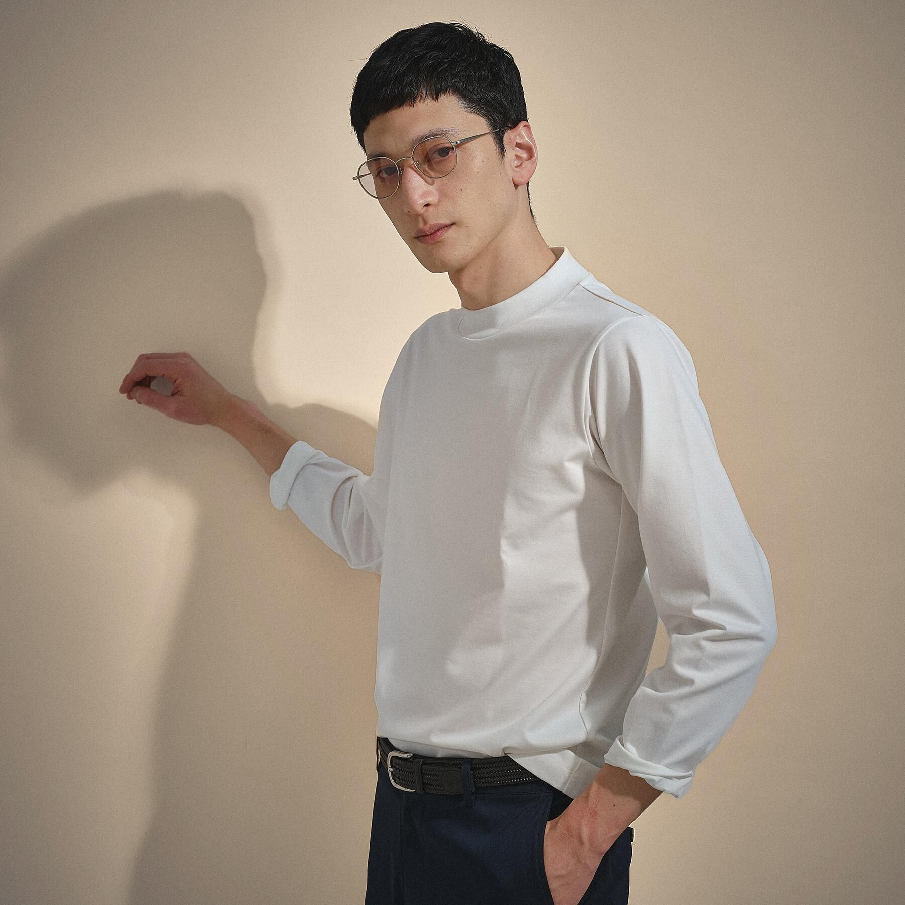 TAKEO KIKUCHI「ハイゲージ モクロディ モックネック」|Tシャツ・カットソー|ホワイト(001)