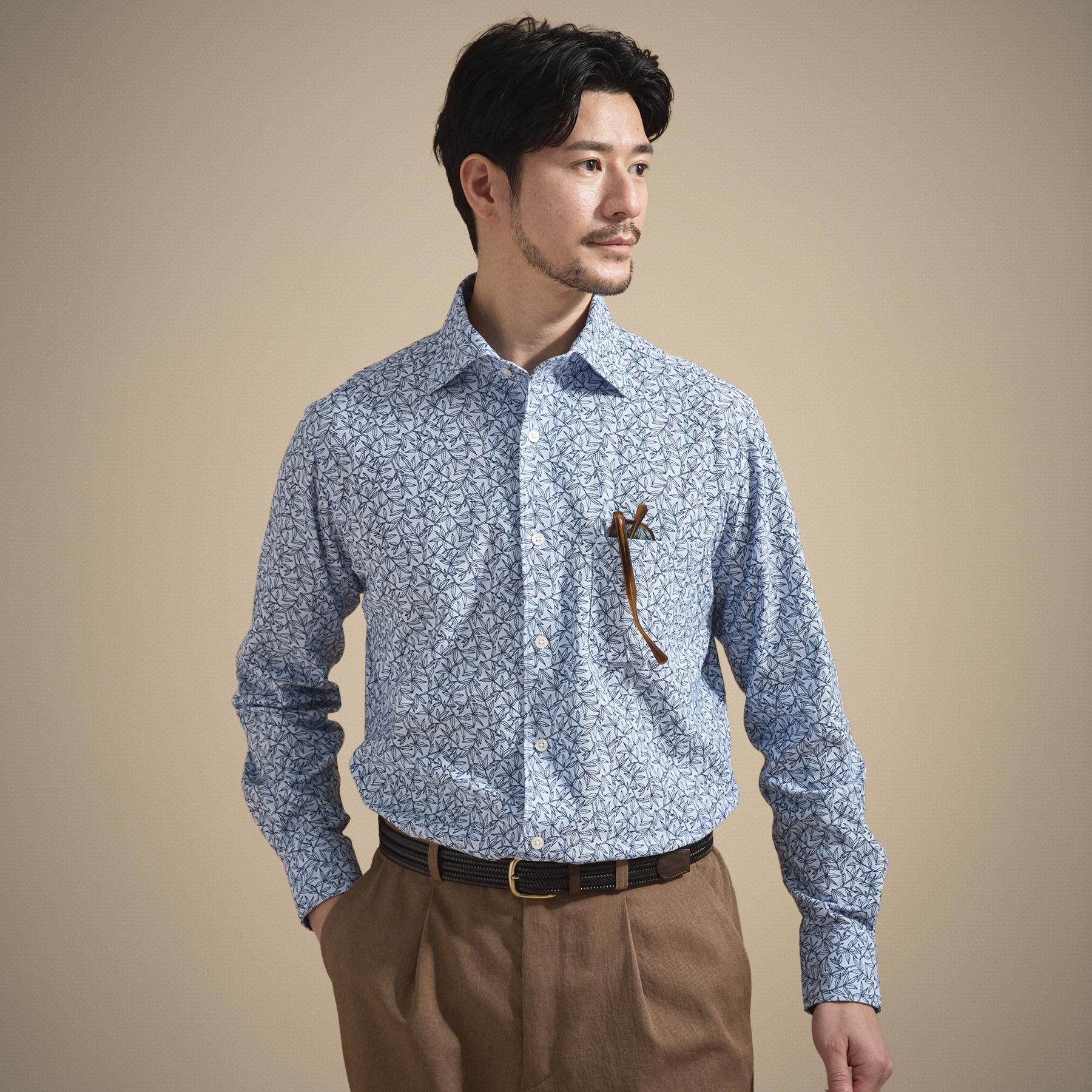 TAKEO KIKUCHI「アルビニリーフプリントジャージ」|シャツ・ブラウス|ブルー(191)