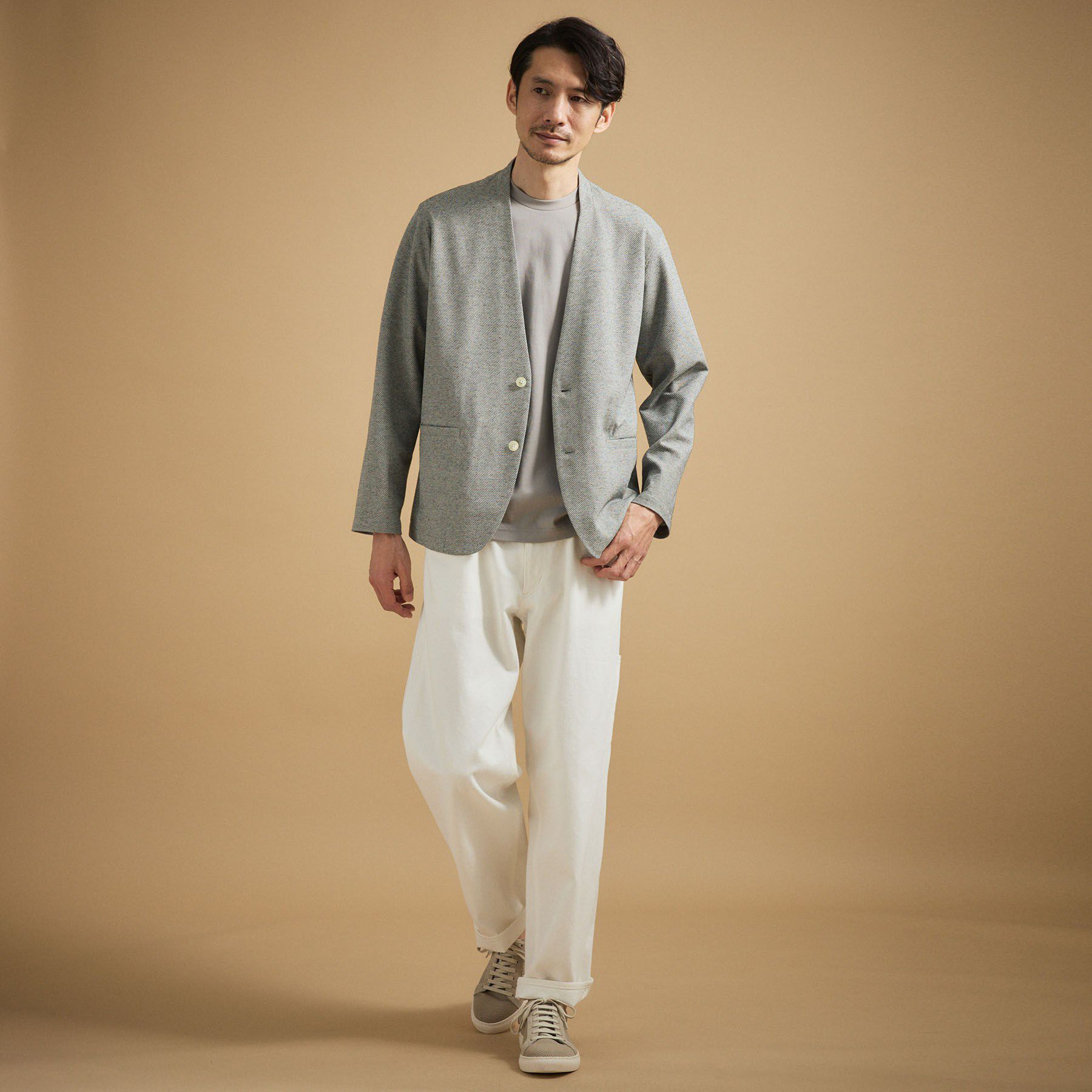 TAKEO KIKUCHI「【抗菌防臭】バーズアイメッシュノーカラージャケット」|カーディガン|