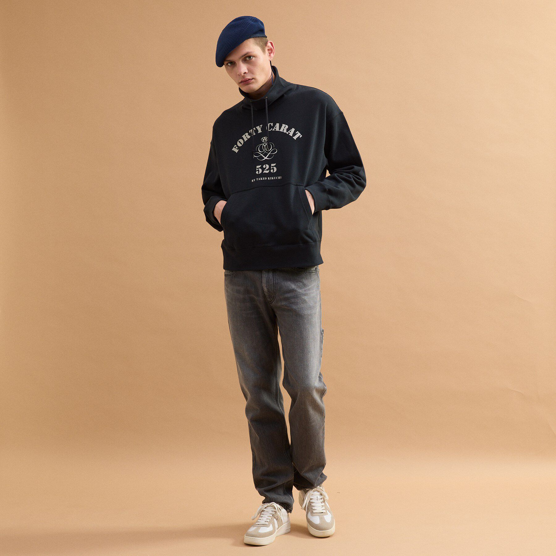 40CARATS&525「カレッジ風オフタートルジャージ」|パーカー|