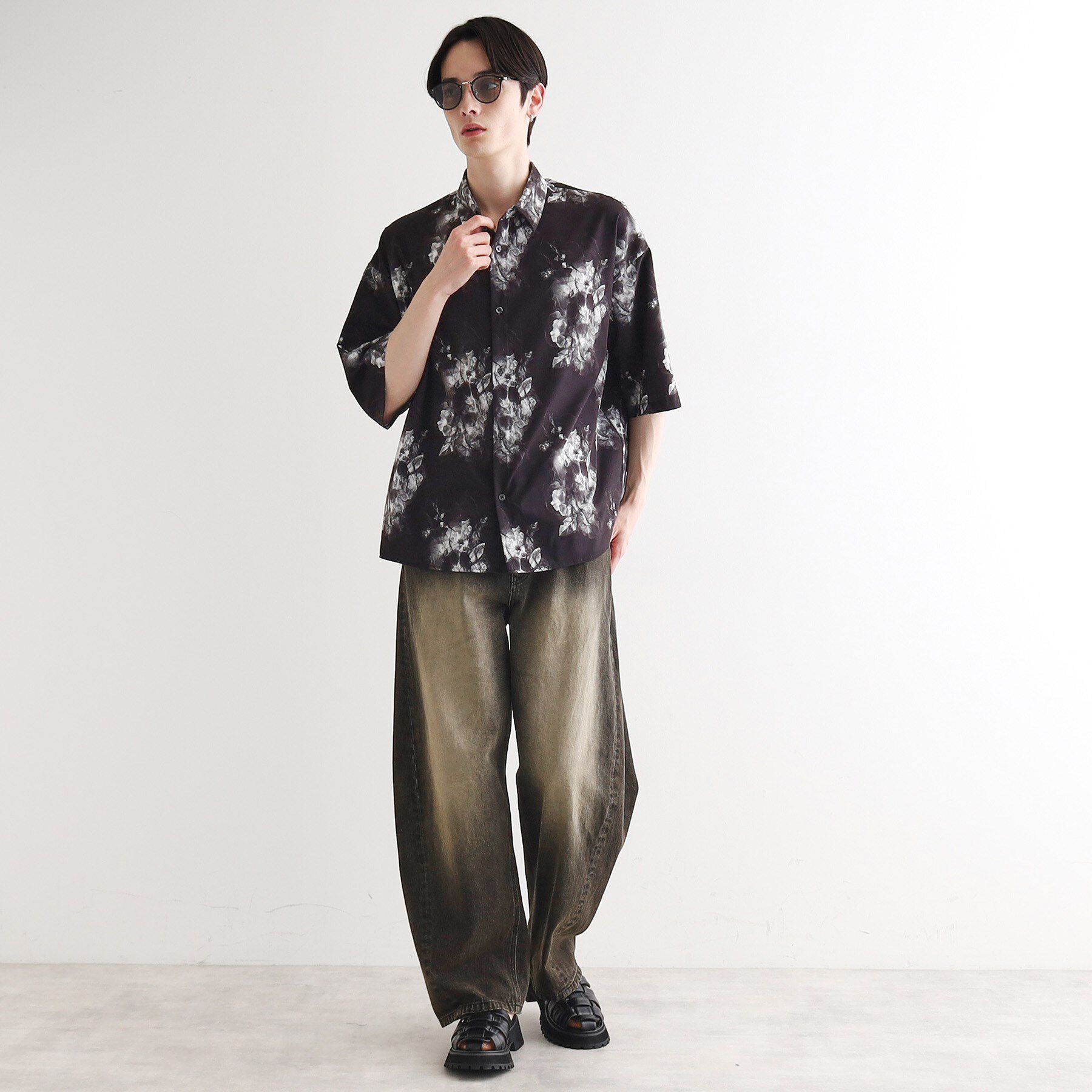 tk.TAKEO KIKUCHI「【WEB限定】無地/花柄アソートドレープ半袖シャツ」|シャツ・ブラウス|