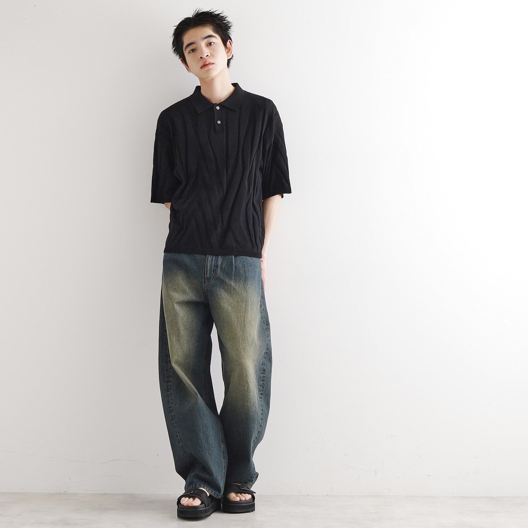 tk.TAKEO KIKUCHI「ジャカードニットポロ」|ニット・セーター|