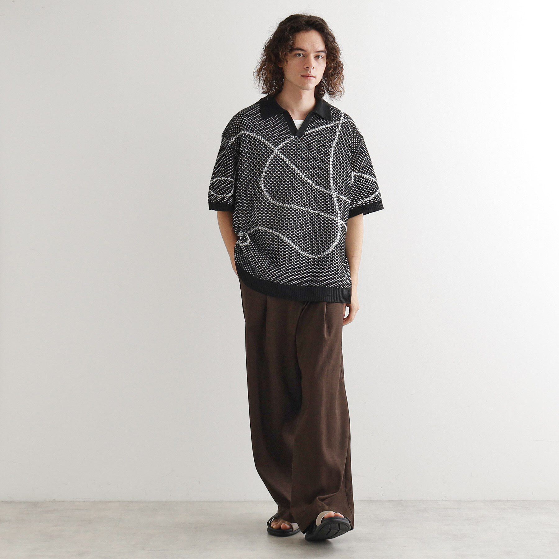 tk.TAKEO KIKUCHI「ラインアートニットポロ」|ニット・セーター|