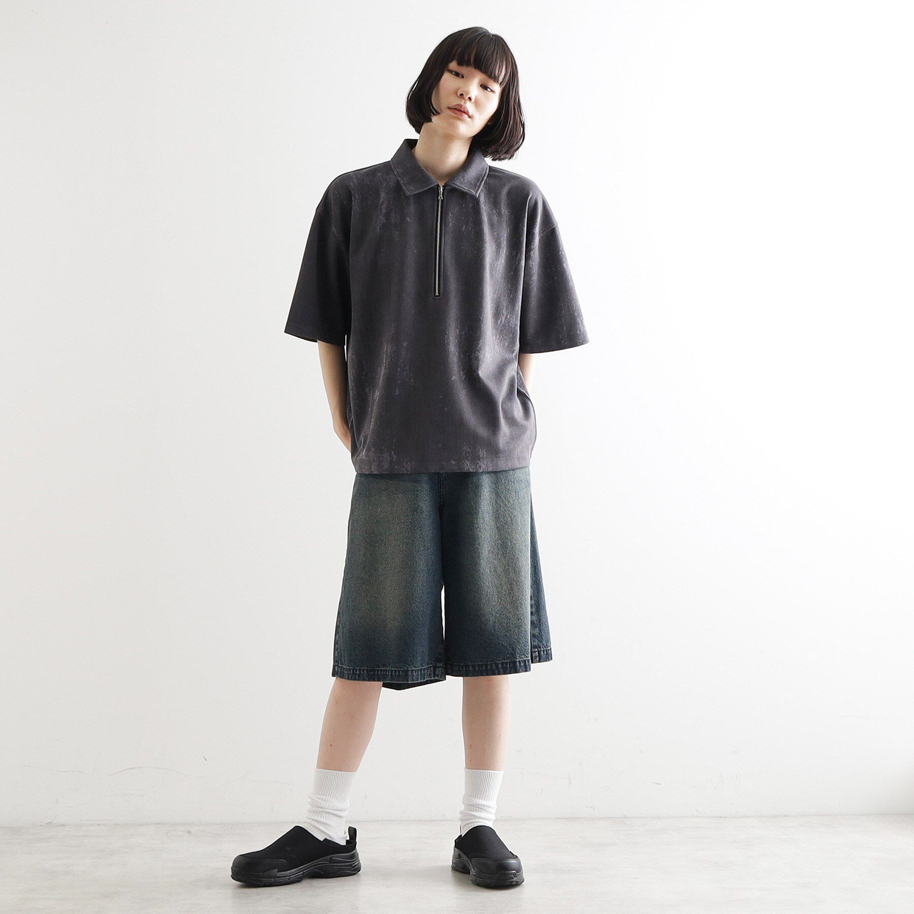 tk.TAKEO KIKUCHI「ヴィンテージライクハーフジップポロシャツ」|ポロシャツ|