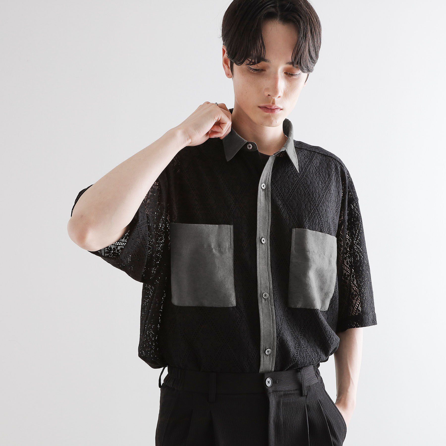 tk.TAKEO KIKUCHI「サマースエードコンビレースシャツ」|シャツ・ブラウス|