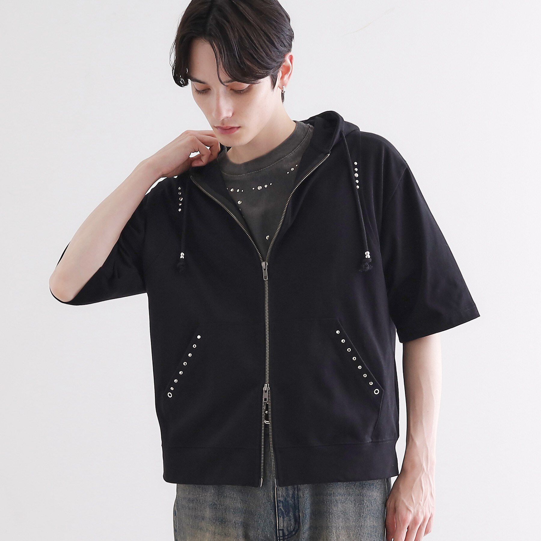 tk.TAKEO KIKUCHI「スタッズ ダブルZIPパーカ」|パーカー|