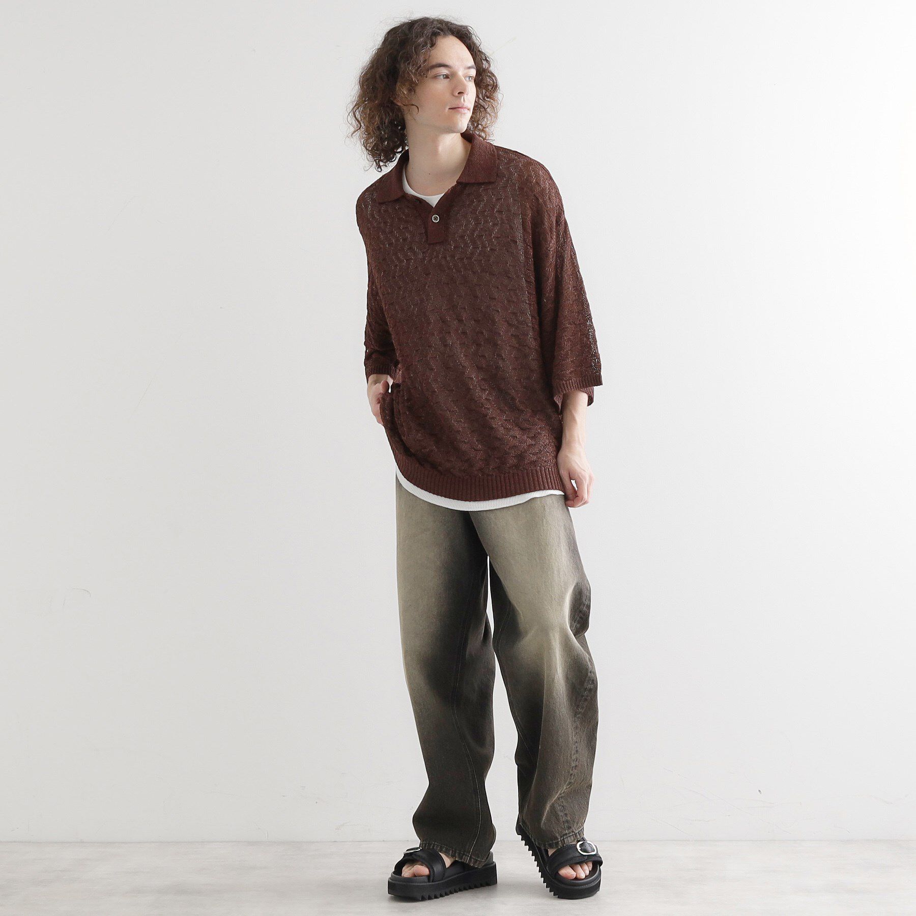 tk.TAKEO KIKUCHI「ストローヤーンポロニット」|ニット・セーター|