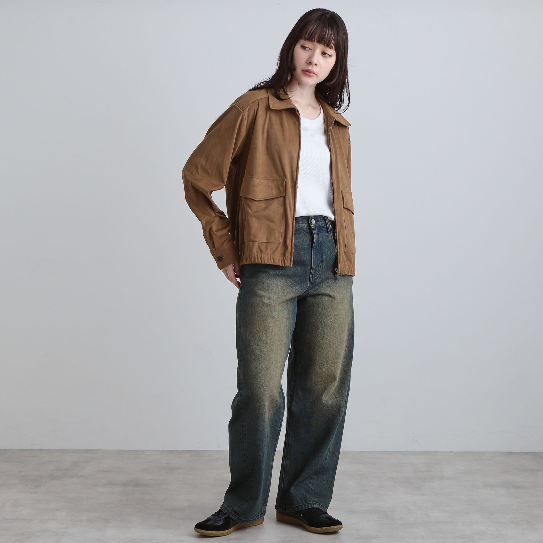 tk.TAKEO KIKUCHI「フェイクスエードシャツアウター」|ブルゾン・スタジャン|