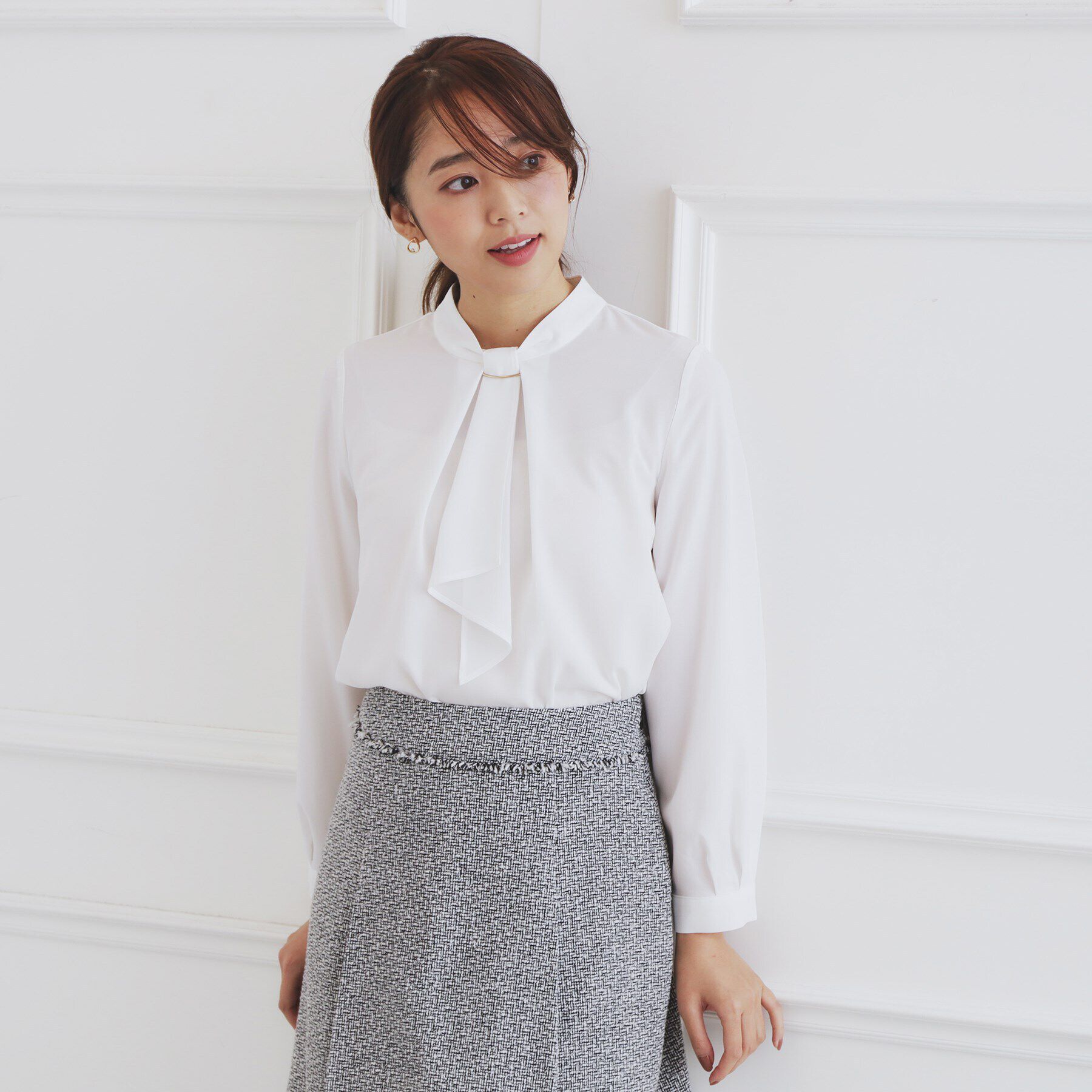 index「《XS-LLsize》通勤・セレモニー対応/ボウタイブラウス/取り外しパーツ付き 【洗濯機洗い可/防」|シャツ・ブラウス|