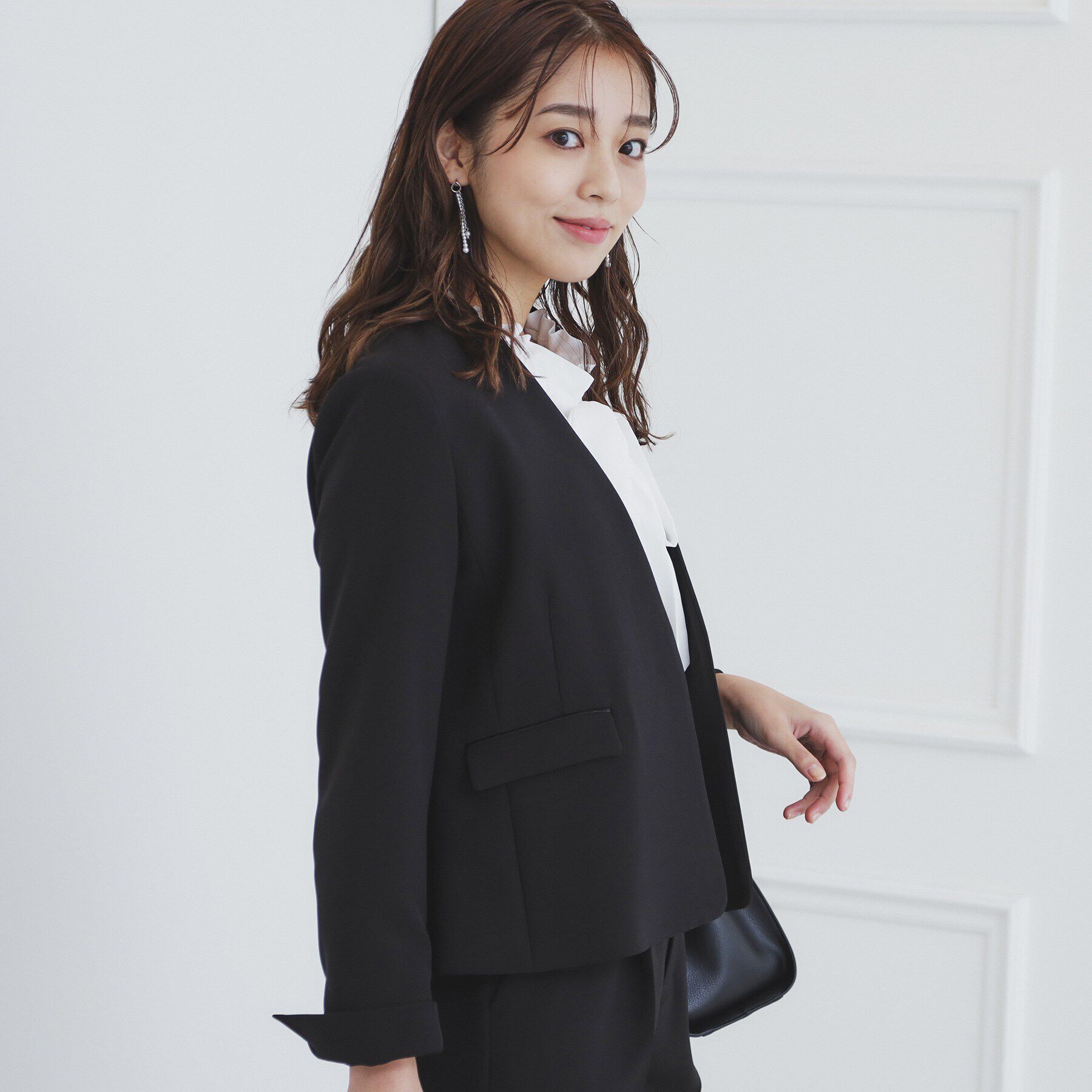 index「《通勤・セレモニー/セットアップ対応》多機能ノーカラージャケット【洗濯機洗い可/防シワ/抗ピル/スト」|ノーカラージャケット|