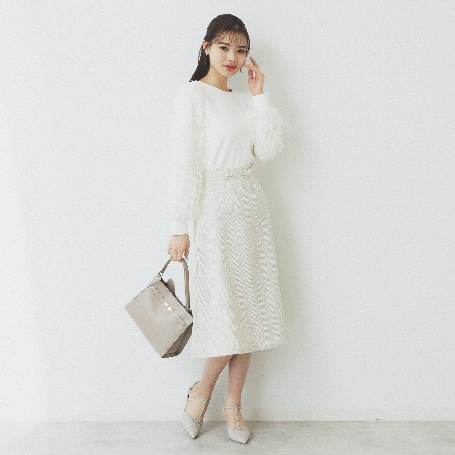 index「《美人百花掲載》リボンチュールトップス【洗濯機洗い可】」|Tシャツ・カットソー|