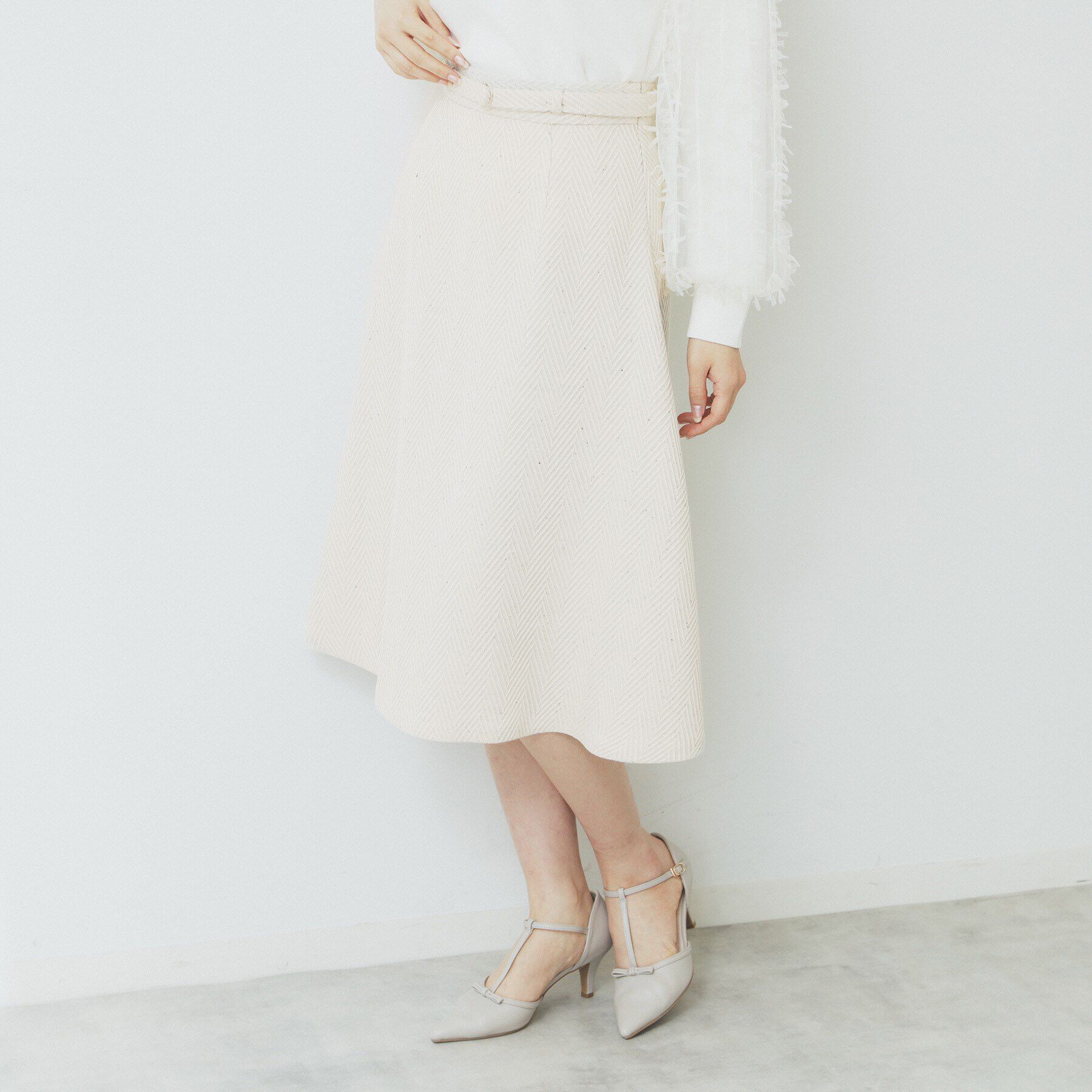 index「ツイードヘリンボーンフレアスカート【洗濯機洗い可/イージーアイロン】」|スカート|