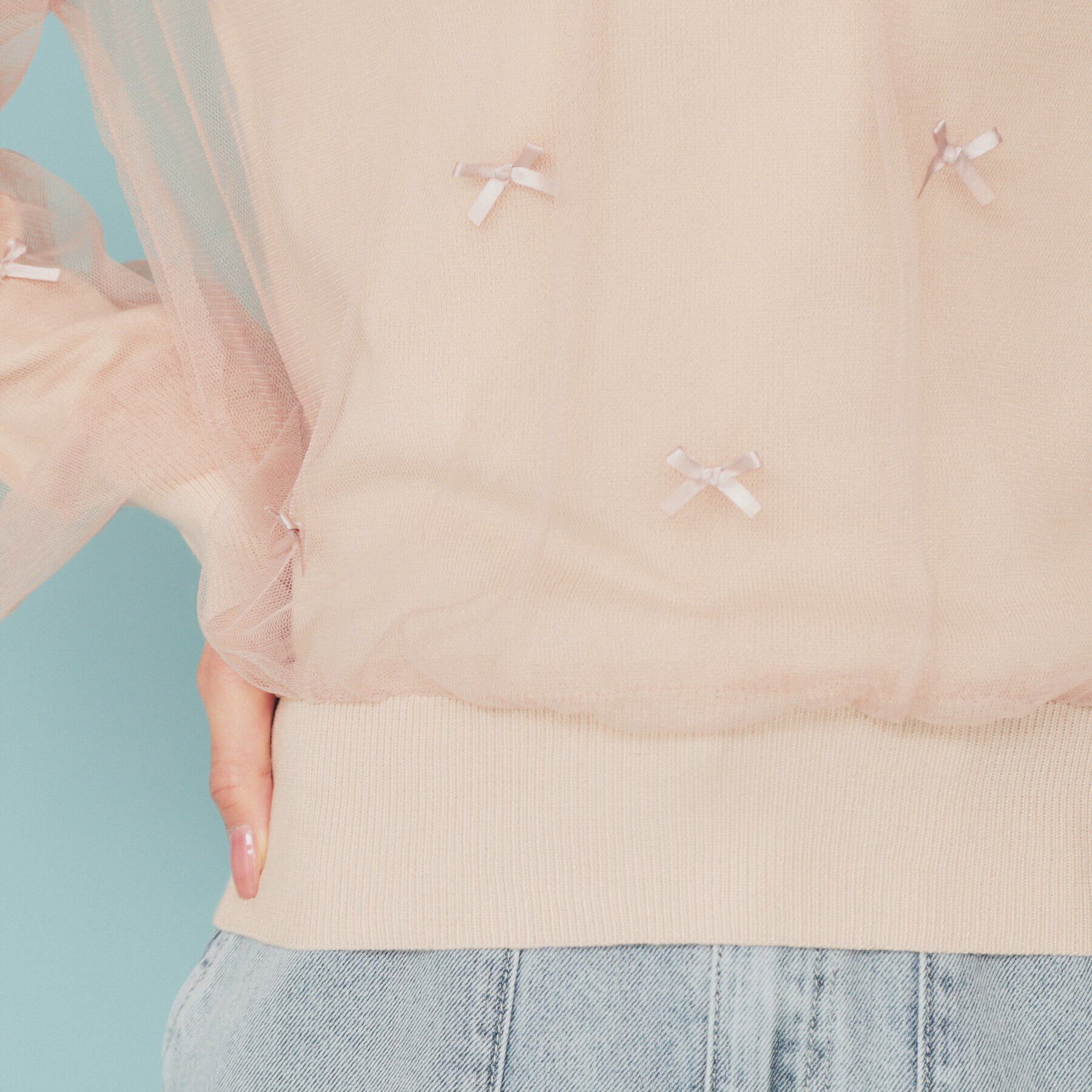 index「チュールレイヤードリボントップス【洗濯機洗い可】」|Tシャツ・カットソー|